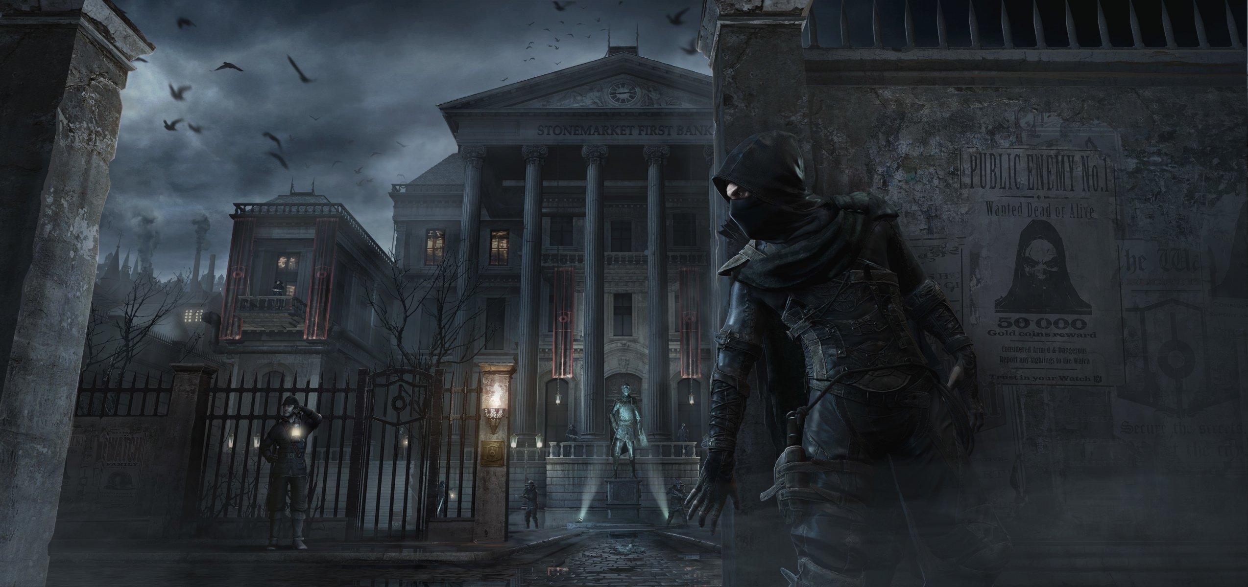 thief 2014 garrett hood boom building bank theft shelter sky clouds birds protection eidos montreal eidos interactive