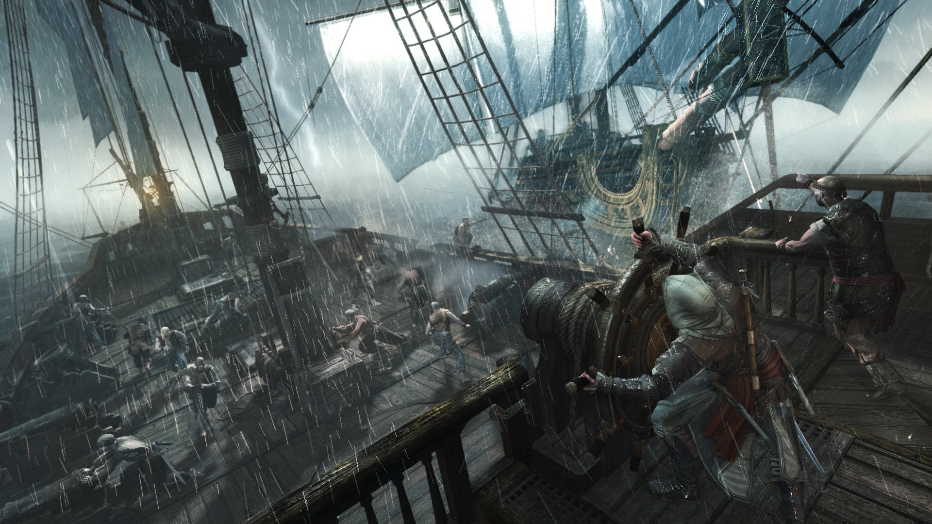 assassin's creed iv: black flag assassin's creed 4 : black flag pirates assassin killer edward kenuey ship rain storm