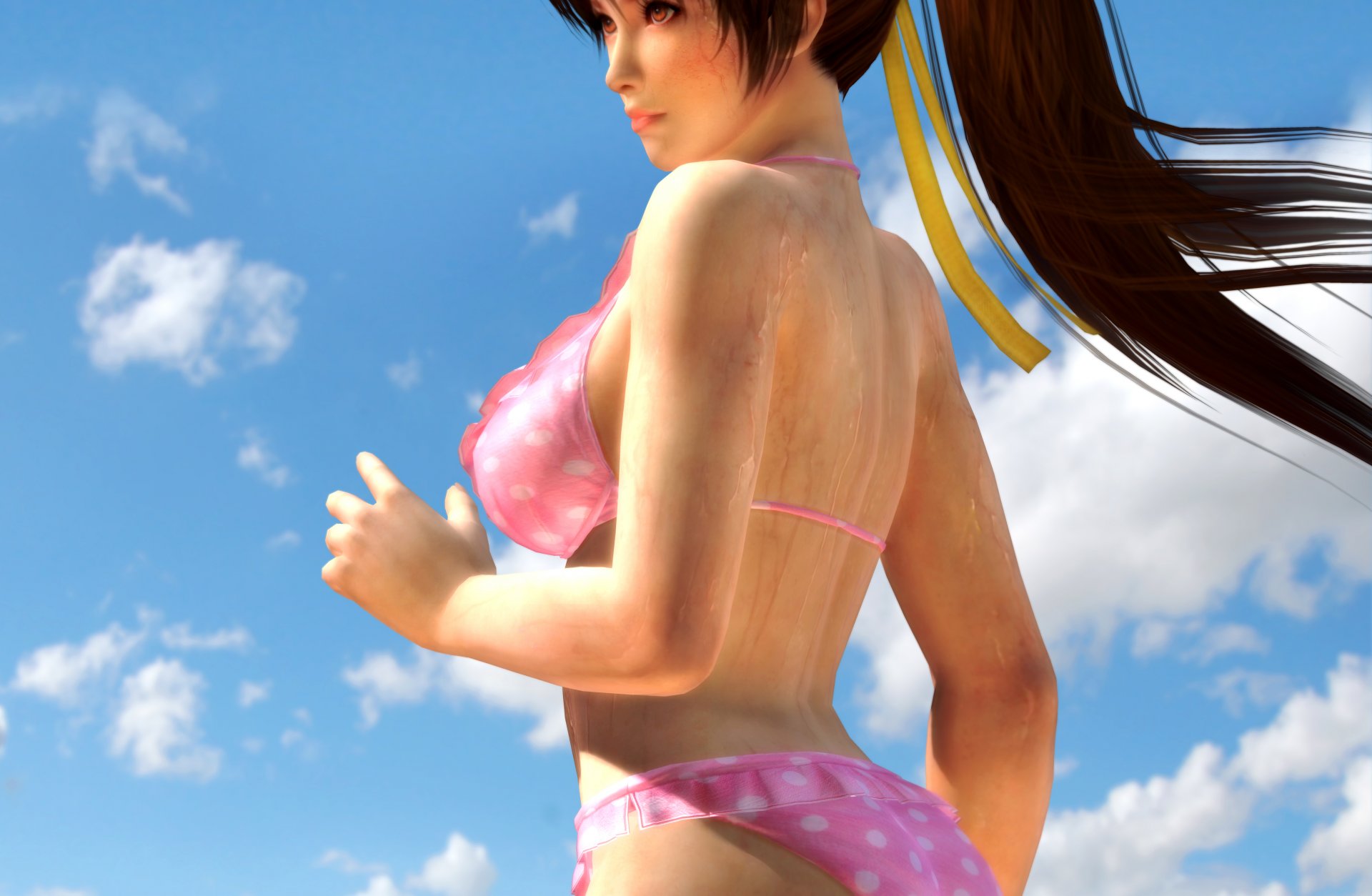 dead or alive 5 doa5 kasumi shinobi fighting kunoichi destiny lips sky clouds swimsuit neogaf