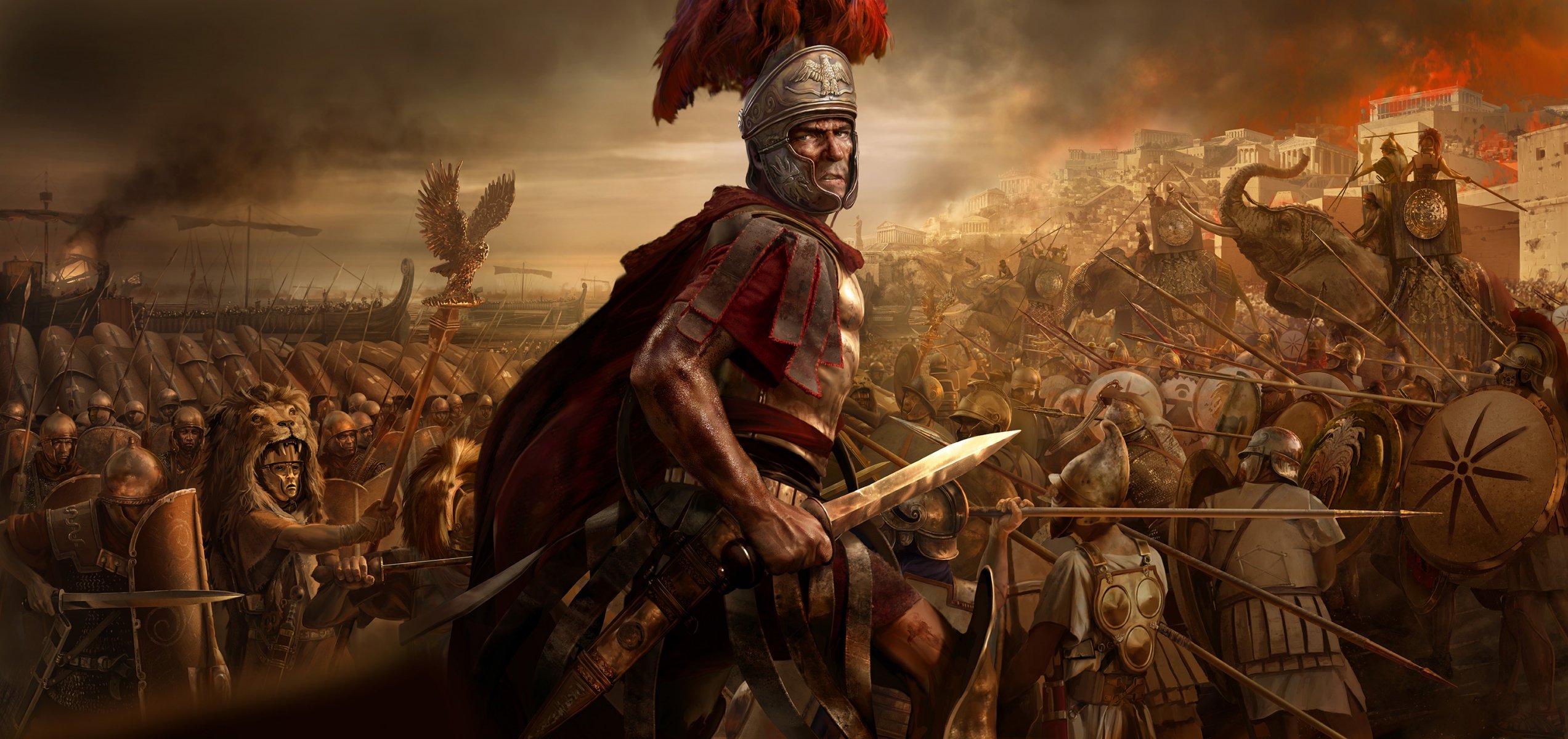 total war: rome 2 army battle war men elephants fire spear boards sword helmet the roman legion centurion centurio aquilifer coat sheath masks sky flame shipbuilders creative assembly sega