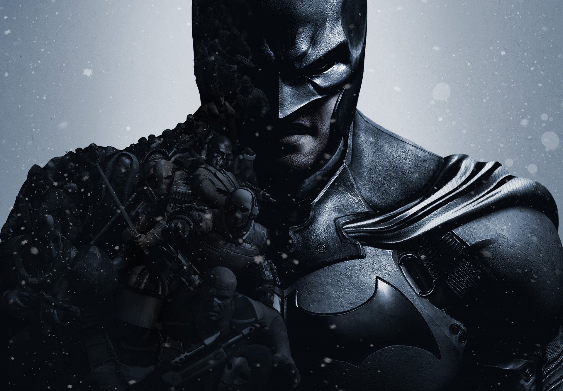 batman arkham origins bruce wayne armour coat enemies villains black mask deadshot penguin deathstroke the terminator snow warner bros. games montreal