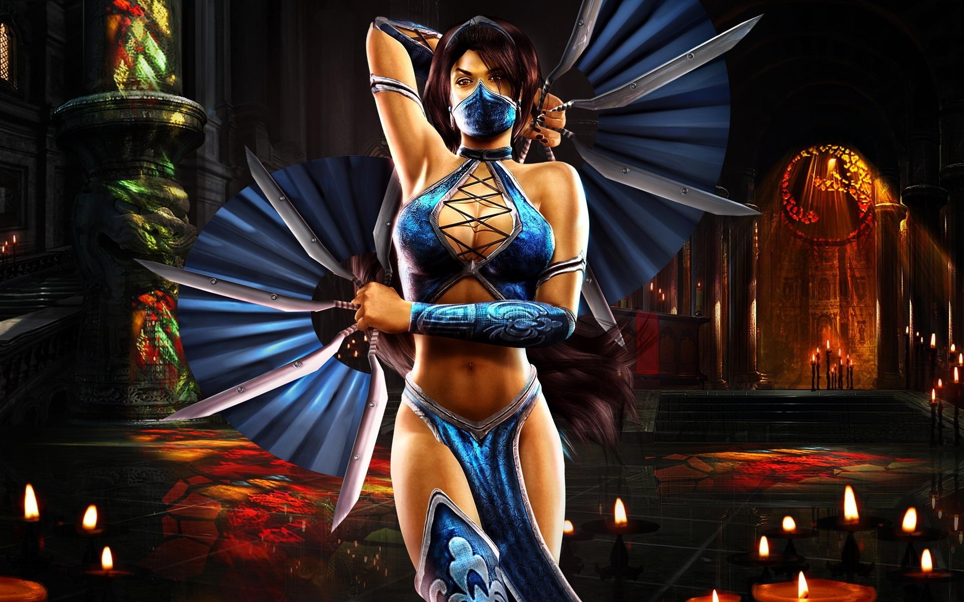 princess china sexy mortal kombat kitana fan blade candles