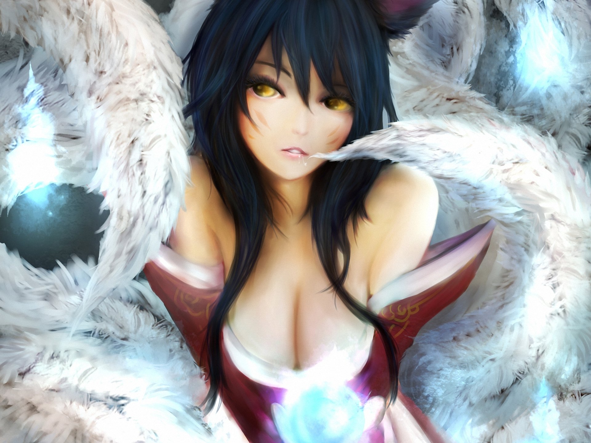 ahri league of legends girl tails ball magic