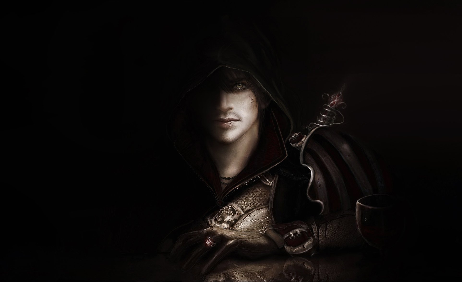 assassin's creed ii is not ezio men hood coat black background