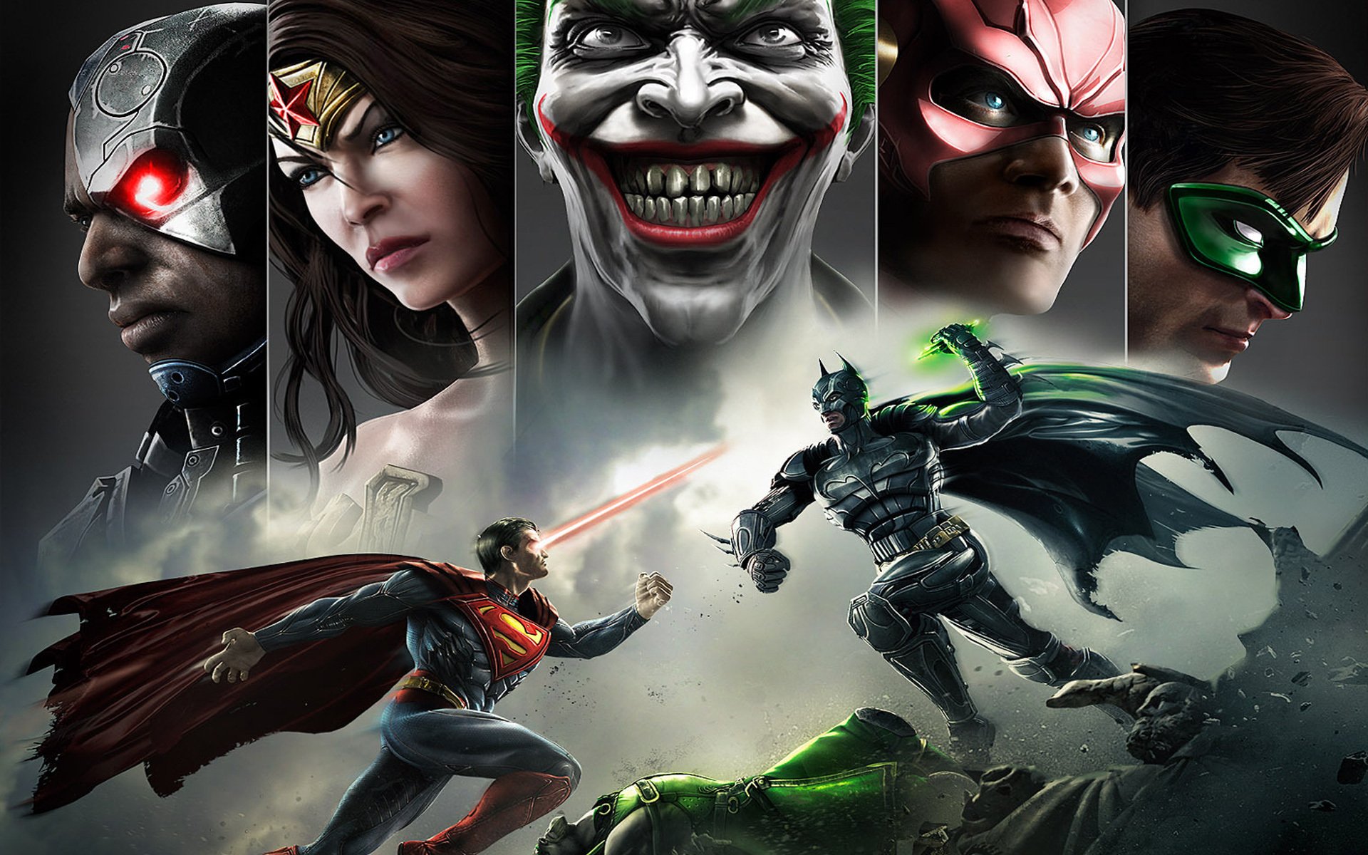 joker smile batman injustice: gods among us superman wonder women green lantern flash