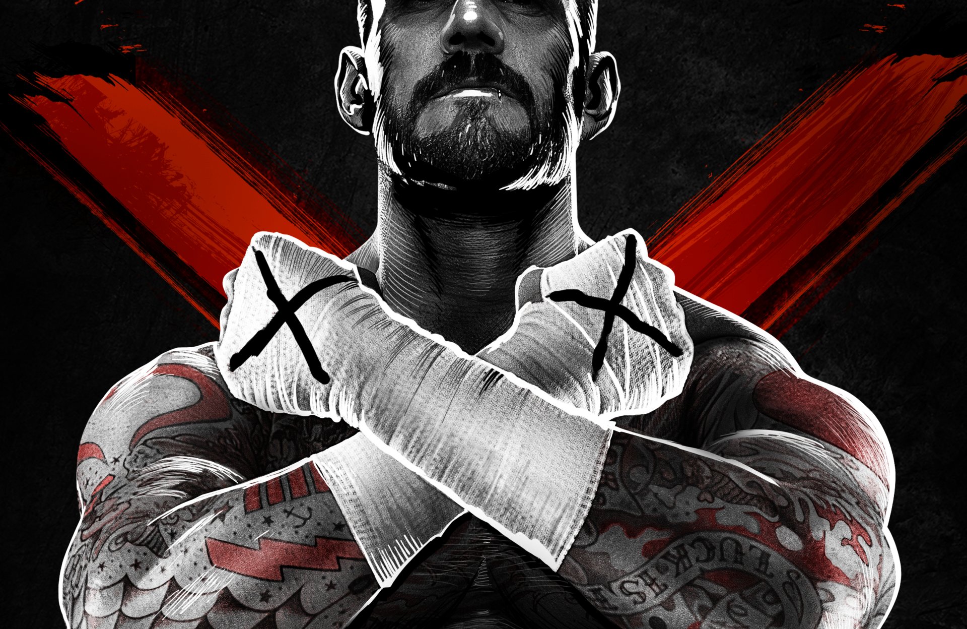 wwe '13 cm punk phillip jack brooks wrestler bandages tattoo neogaf