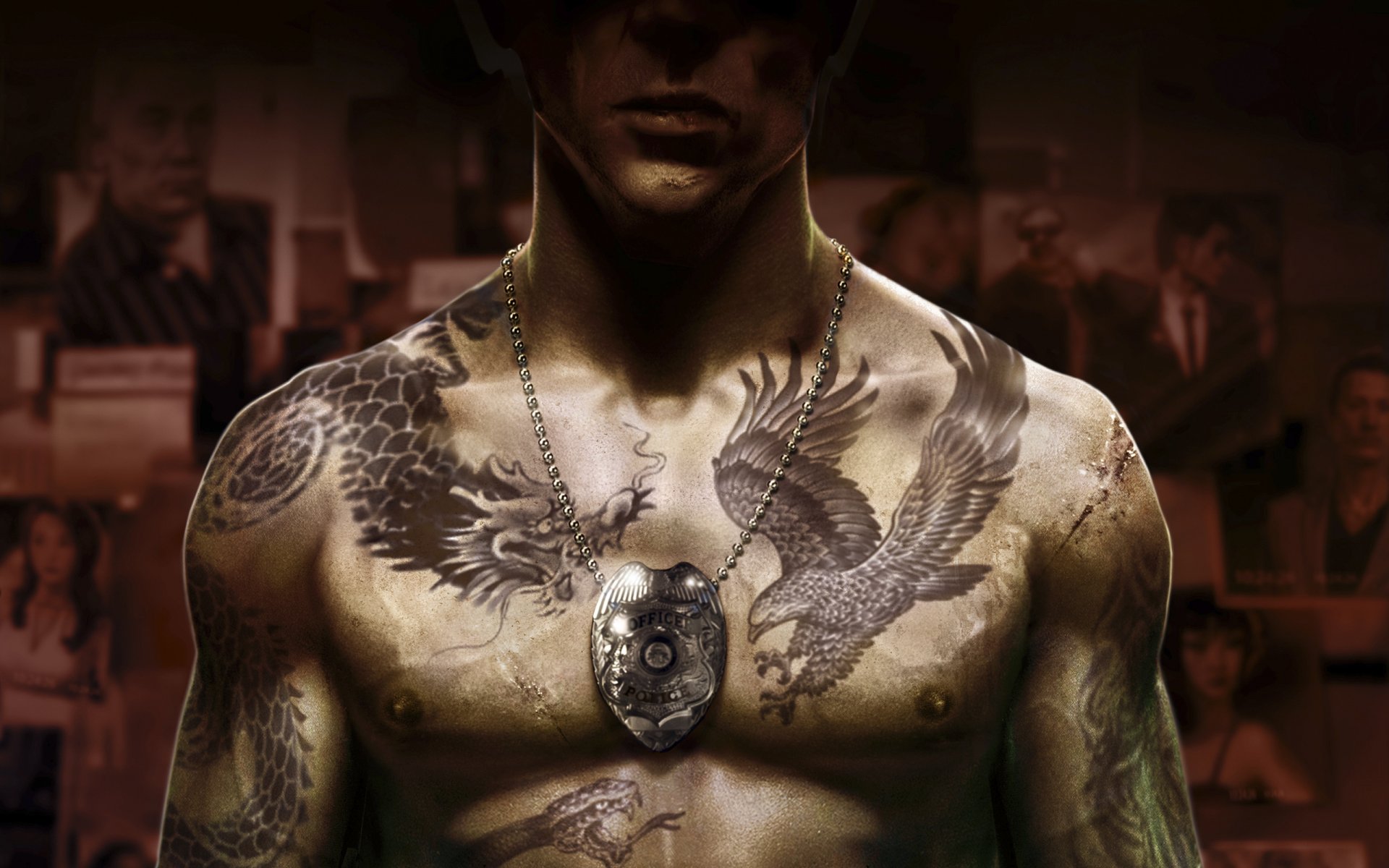 sleeping dogs cop badge tattoo scars photo neogaf