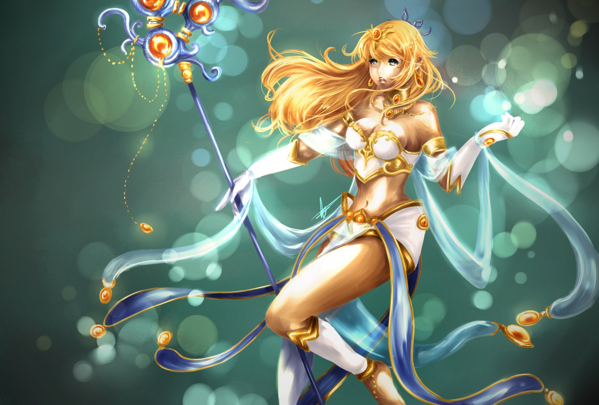 league of legends lol janna fanart girl staff tapes decoration reflections