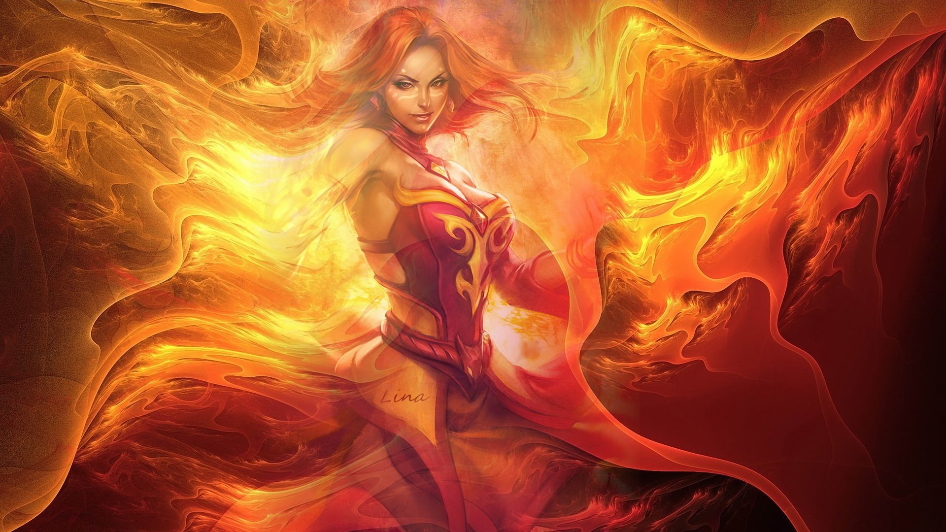 defense of the ancients dota lina inverse girl flame decoration magic