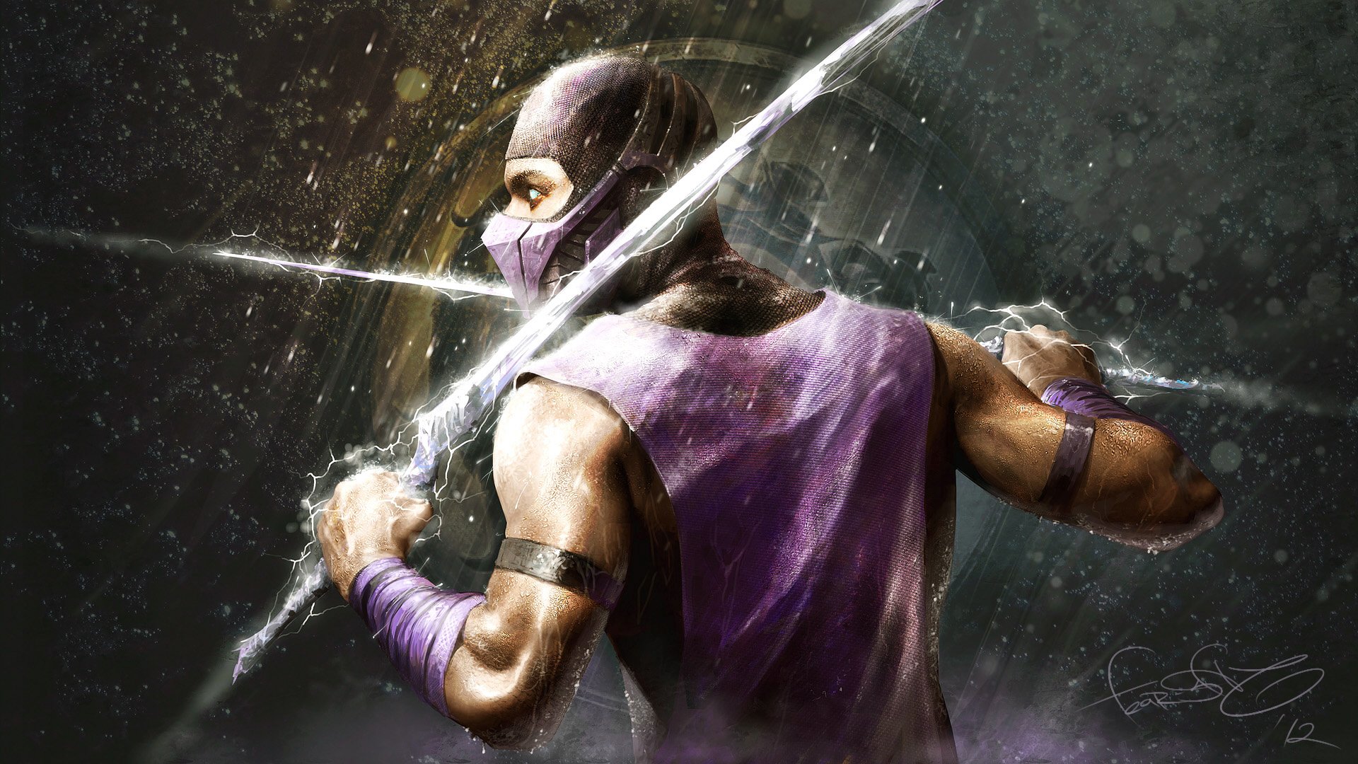 mortal kombat fan art rain warrior weapon sword lightning