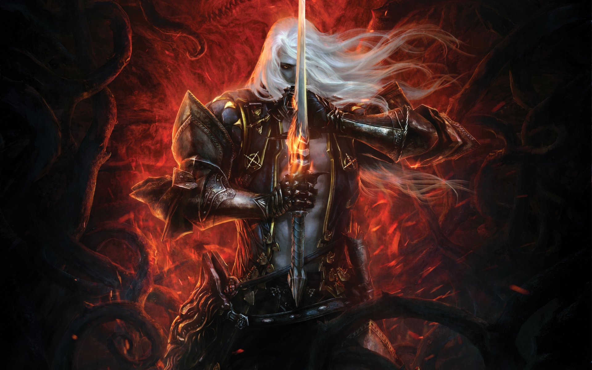 castlevania: lords of shadow - mirror of fate alucard sword armour alucard adrian farenheight tepes alucard adrian fahrenheit tepes vampire nintendo 3ds art