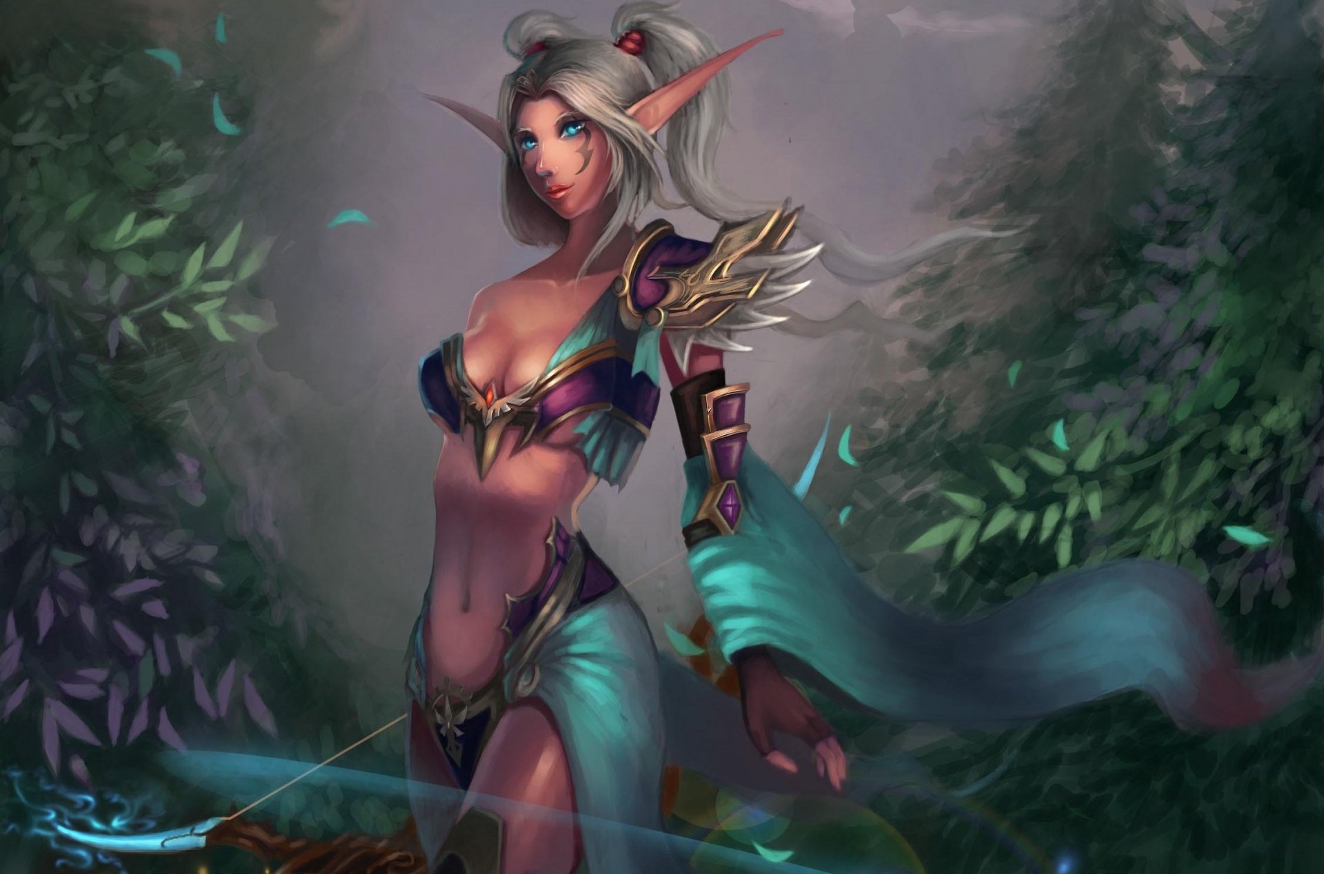 art cheng guang wow world of warcraft night elf hunter girl ears torment tattoos