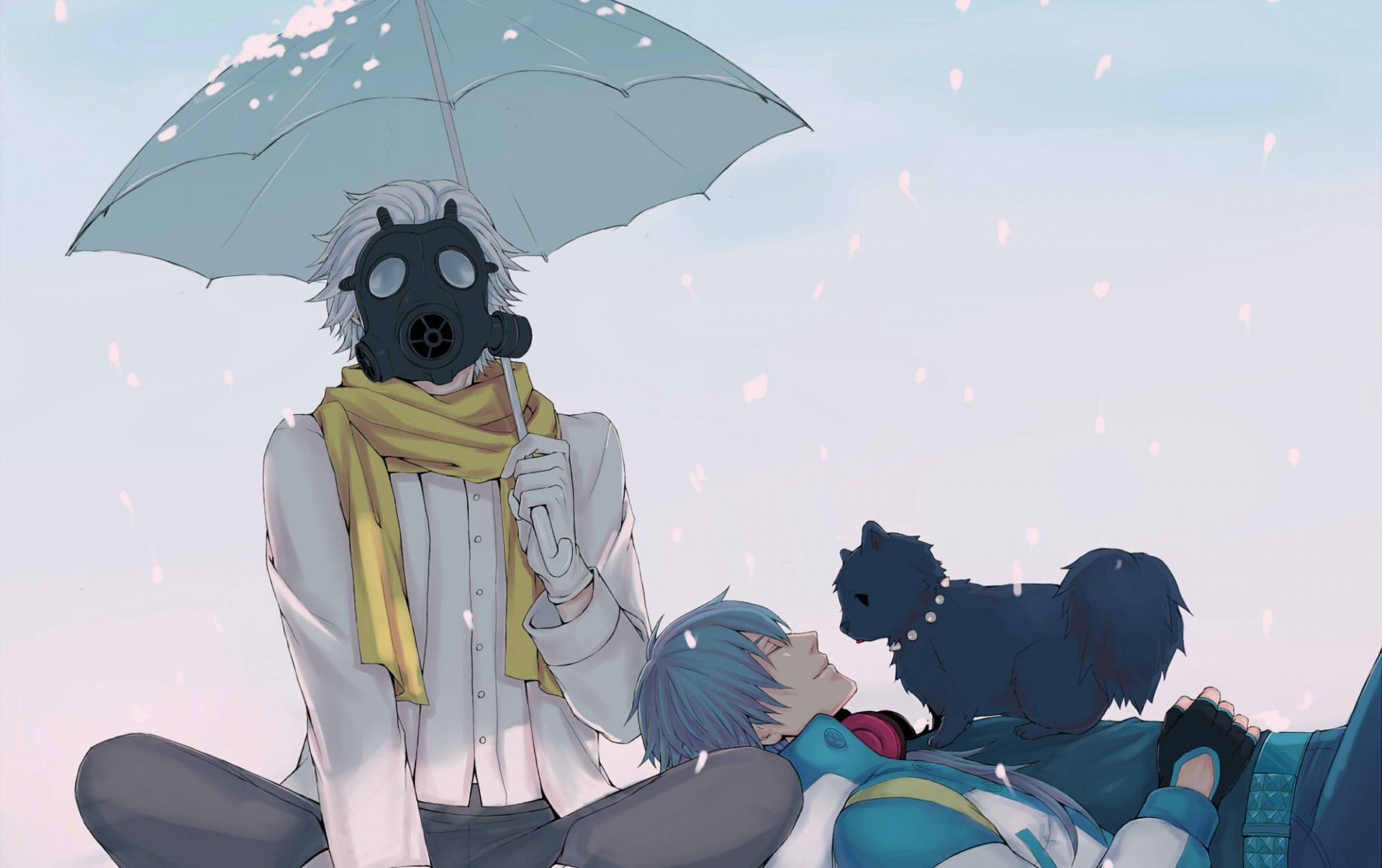 dramatical murder clear aoba man umbrella mask snow scarf doggie