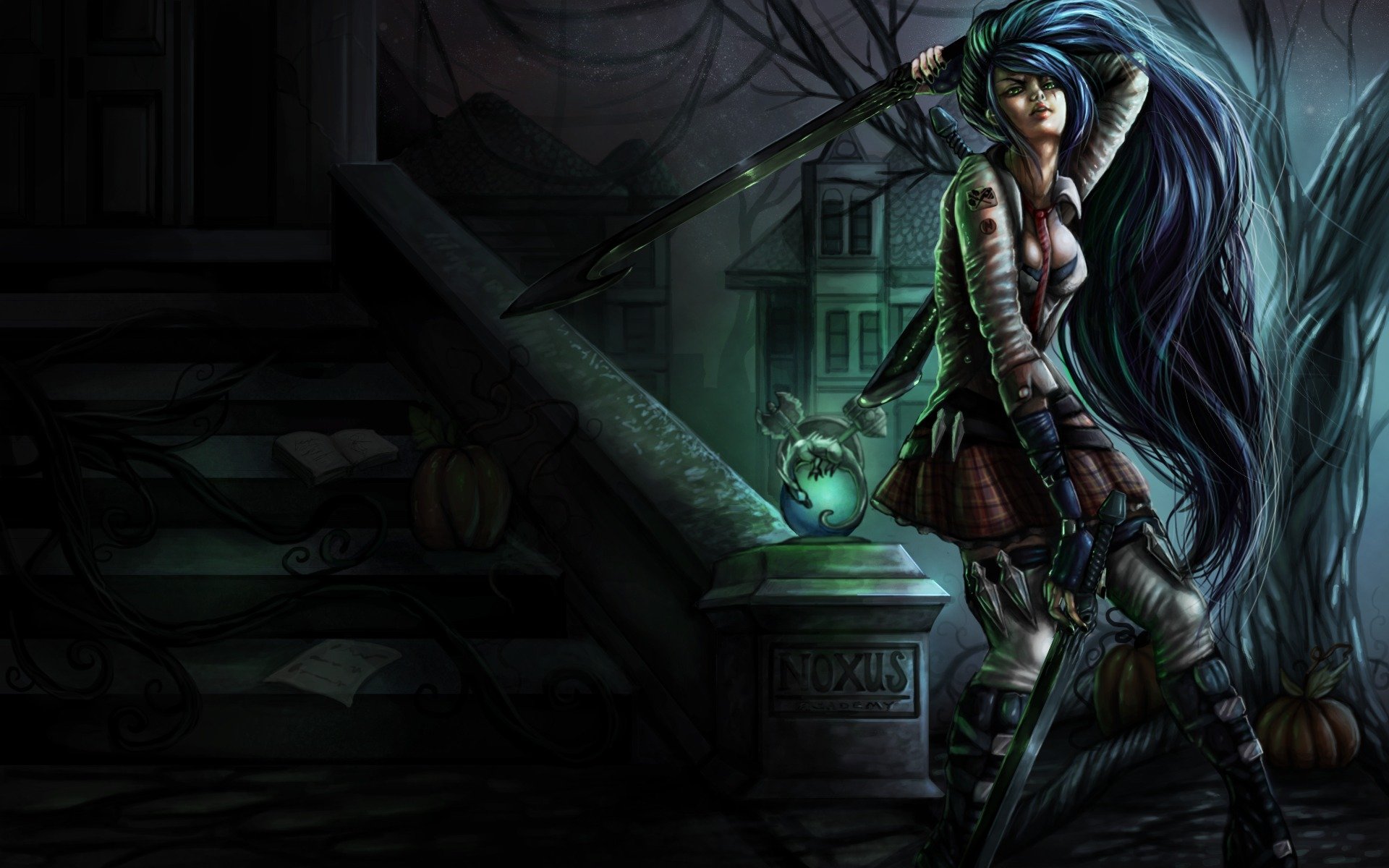 league of legends noxus academy katarina girl sword weapon a step pumpkin