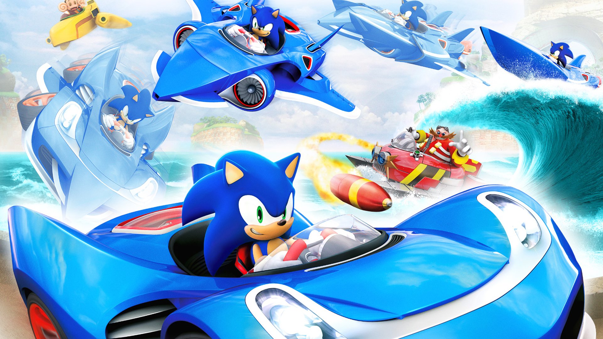 sonic & all-stars racing transformed sonic boat machine plane wave professor eggman dr. eggman doctor eggman