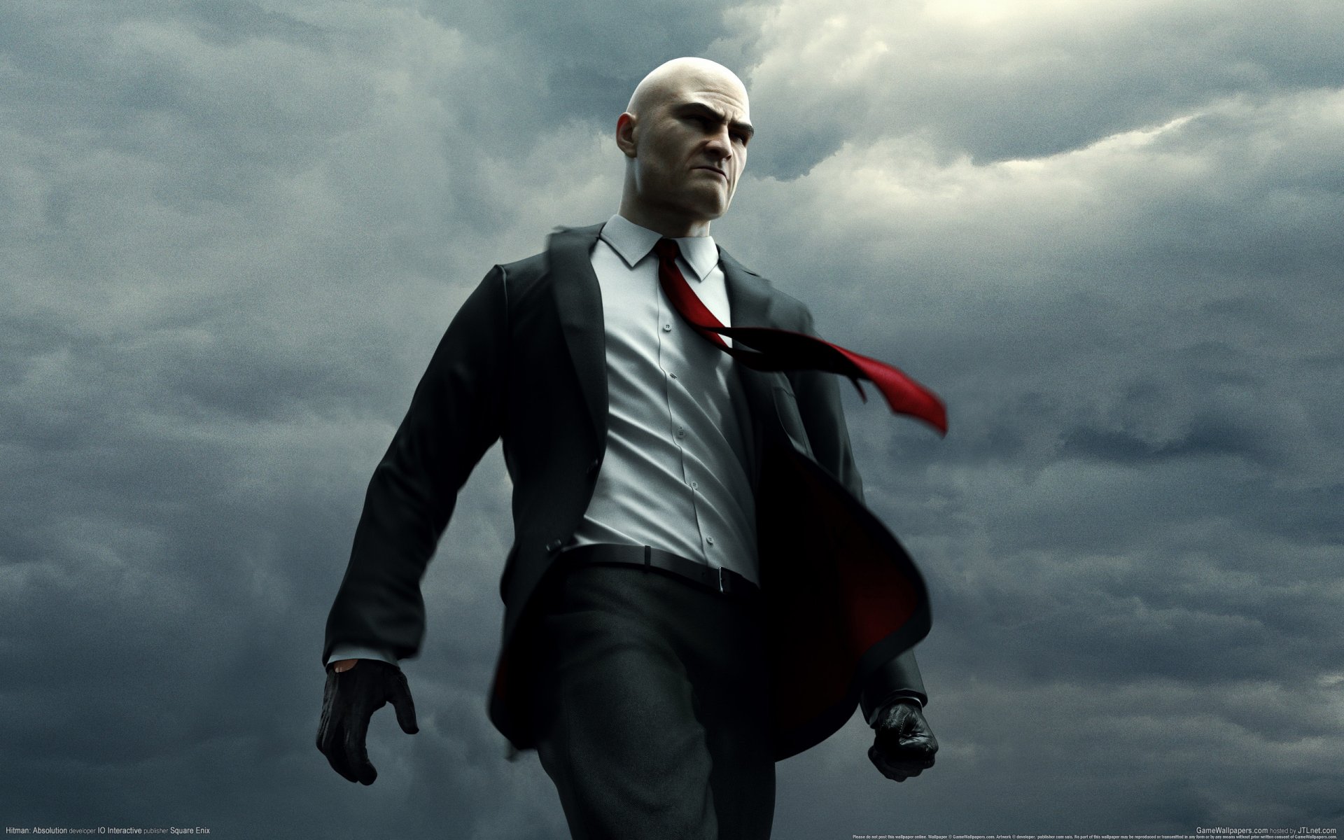 hitman: absolution assassin agent 47 forty-seventh bald gloves jacket suit necktie clouds gamewallpapers
