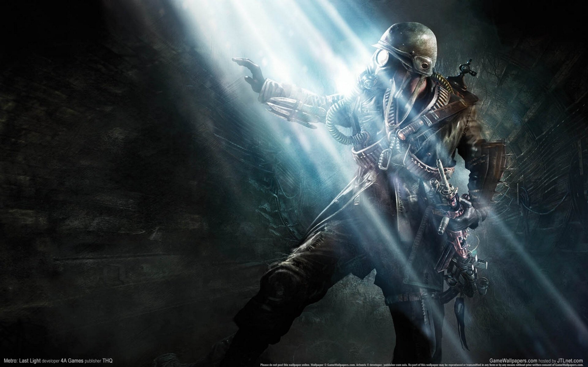 metro: last light subway : a ray of hope 4a games deep silver men weapon mask light rays helmet knife knives ranger sparta
