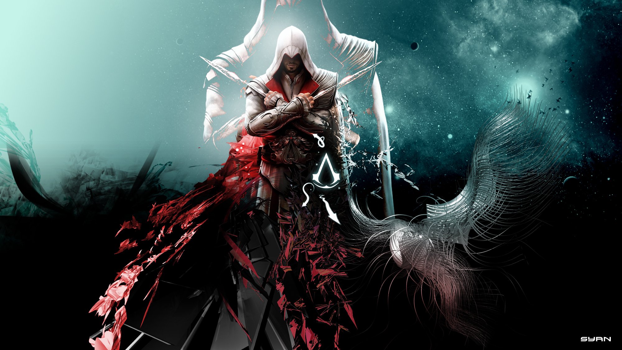 assassins creed brotherhood assassin ezio auditore da firenze assassins creed killer brotherhood of the blood abstract background