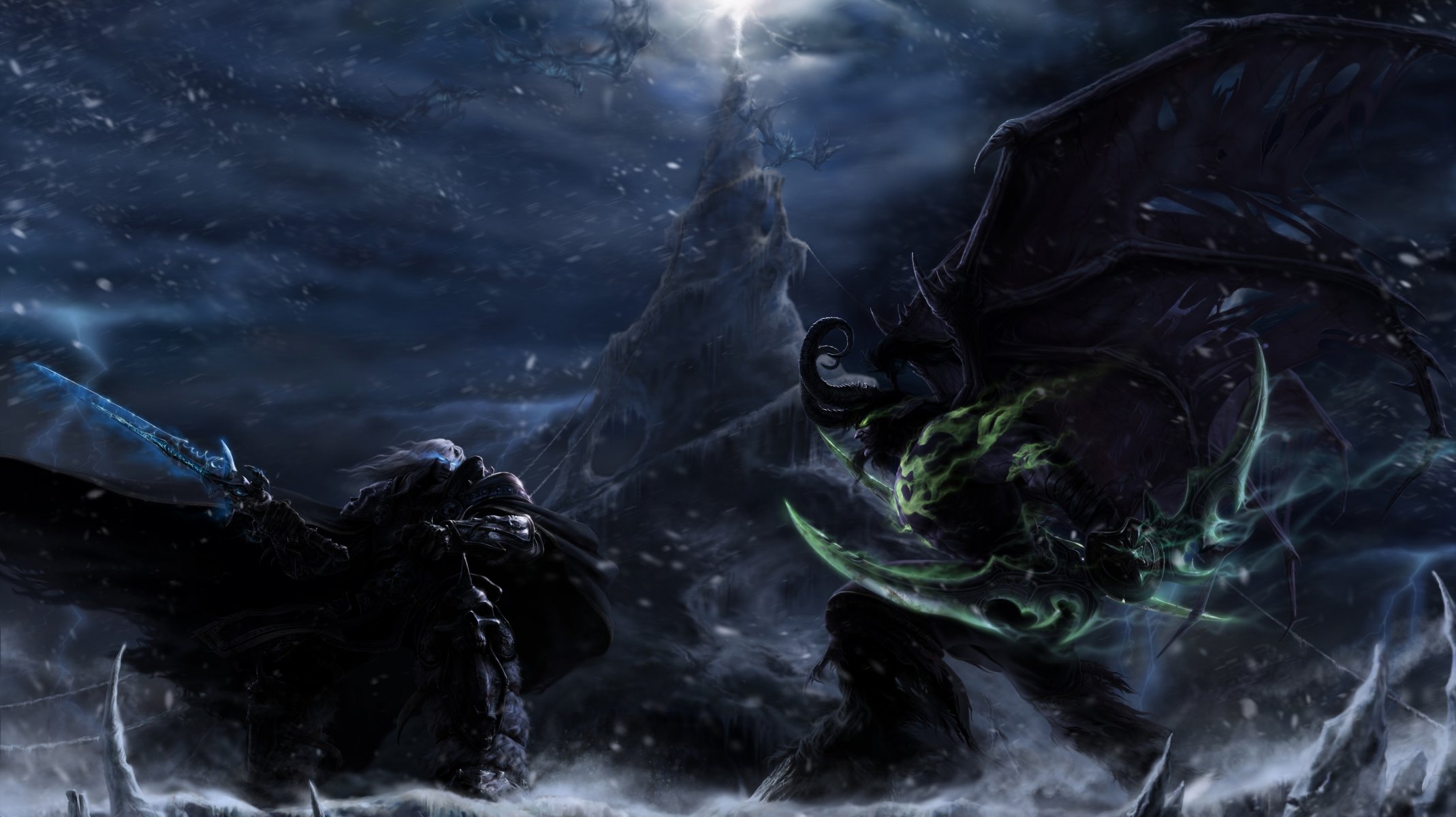 illidan vs. arthas versus fight batlle warcraft iii 3 frozen throne frostmourne lich king blades of azzinoth