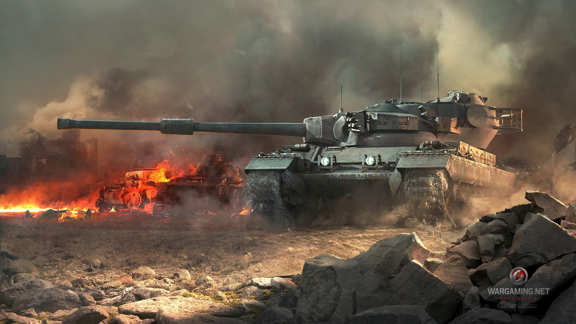world of tanks wot centurion mk british tank flame smoke war