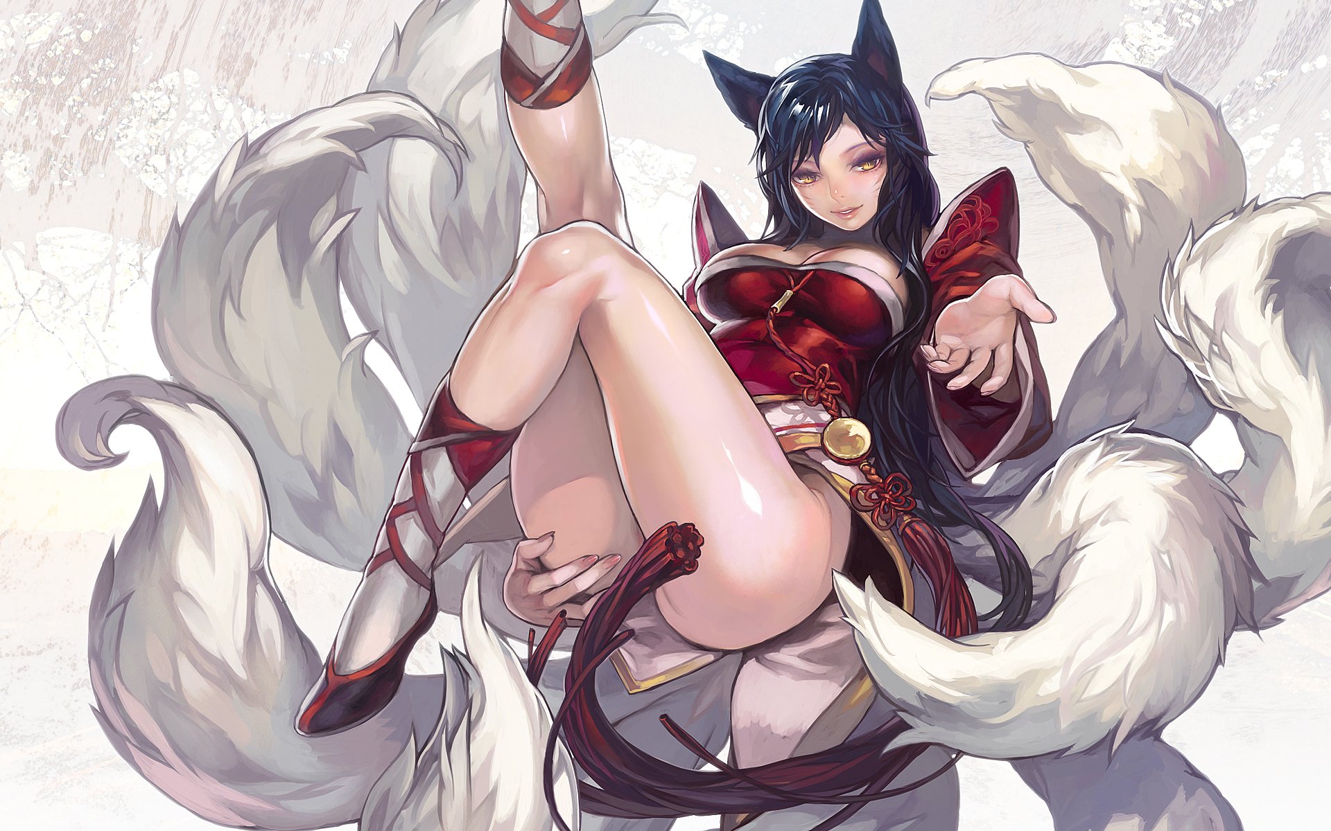 league of legends ahri tails ears girl