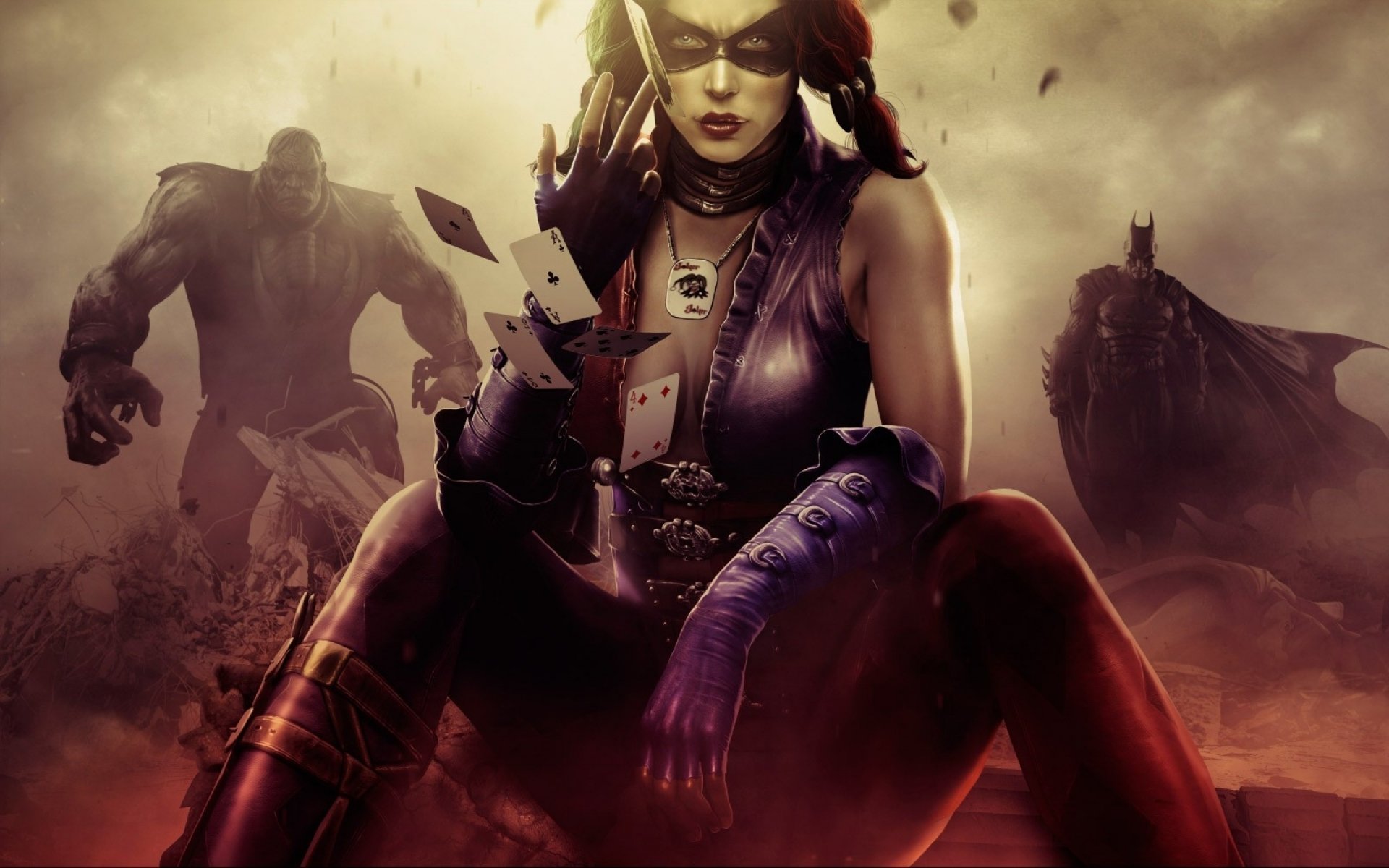 injustice: gods among us fighting harley quinn batman solomon grundy