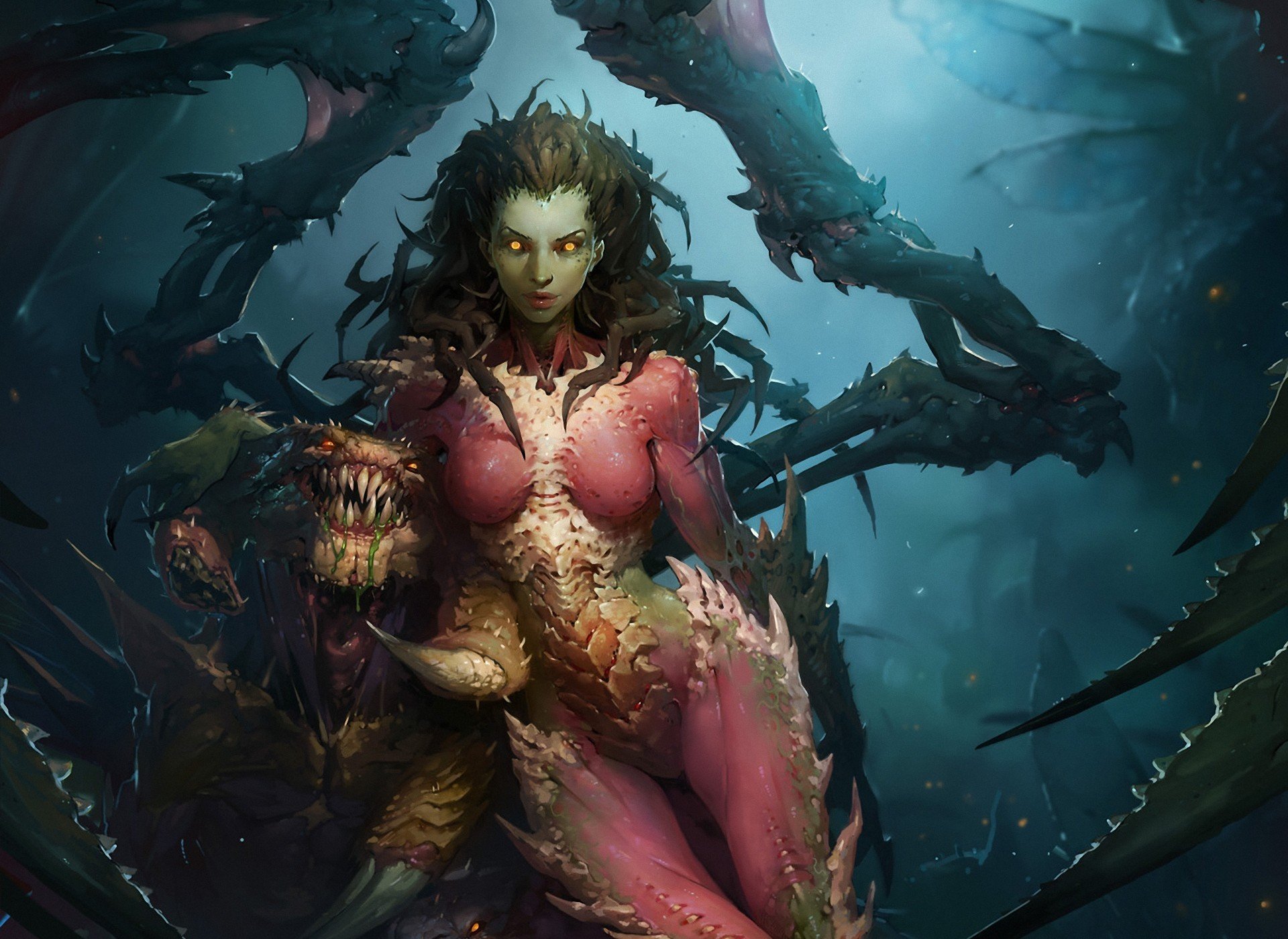 art ld austin starcraft sarah kerrigan girl monsters wings