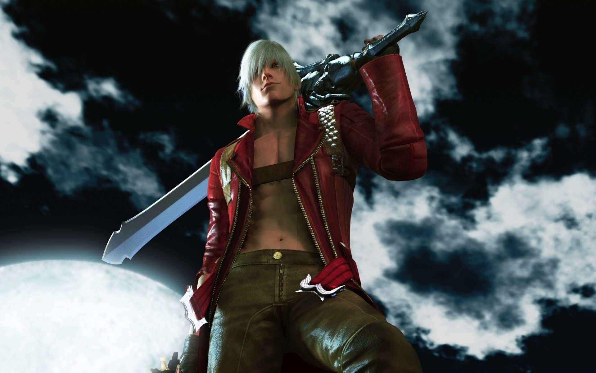 devil may cry 3 dmc game wallpapers dante demon moonlight hill clouds night sword rebellion moon