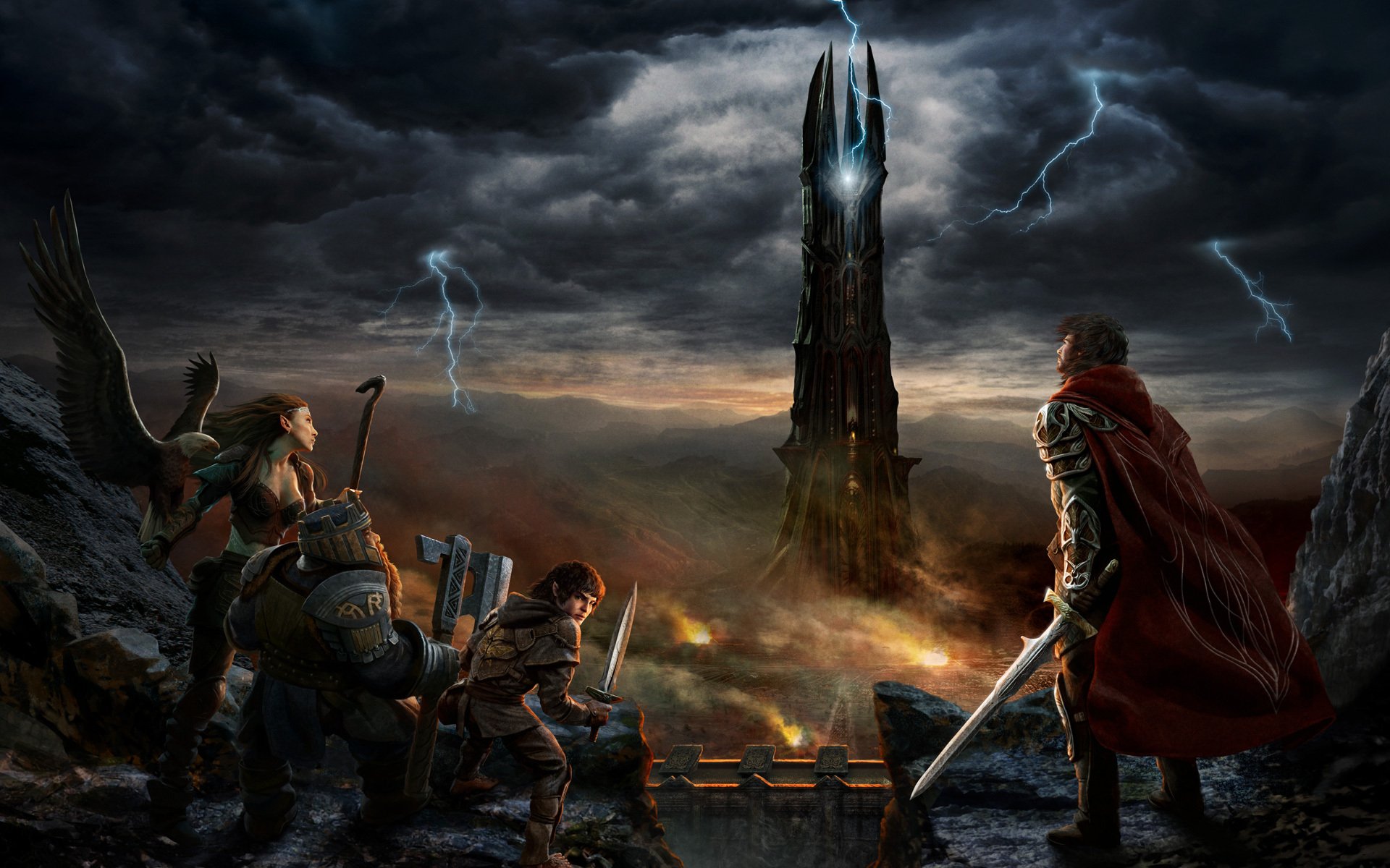 the lord of the rings lord of the rings rise of isengard fortress tower lightning mordor hobbies elf gnome poultry warrior weapon staff sword