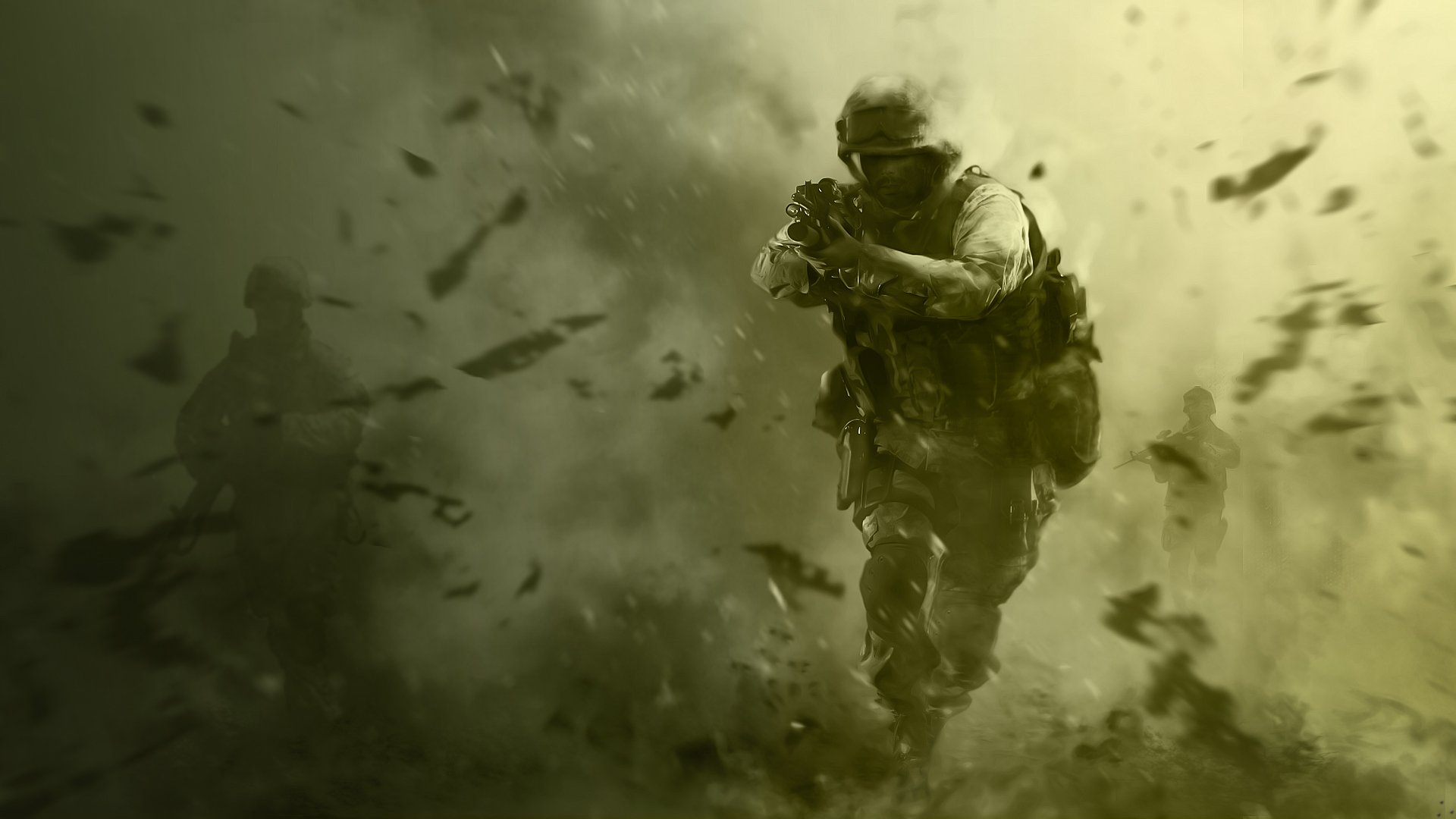 call of duty cod modern warfare men green background weapon special forces