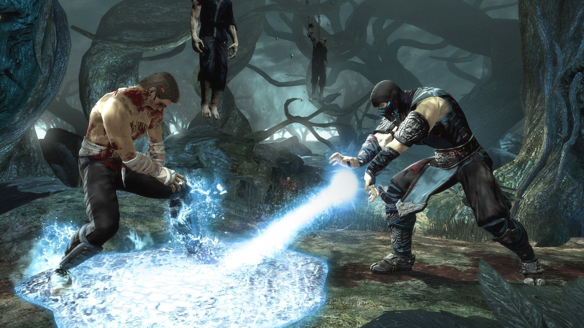 sub zero vs johnny cage below zero john cage battle frost mortal kombat fighting