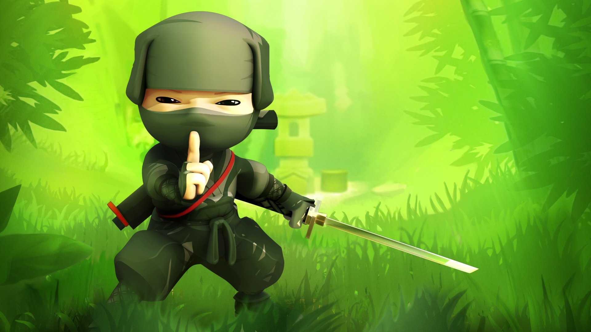 mini ninja game green grass tss ninja shadow warrior katana background shh ..