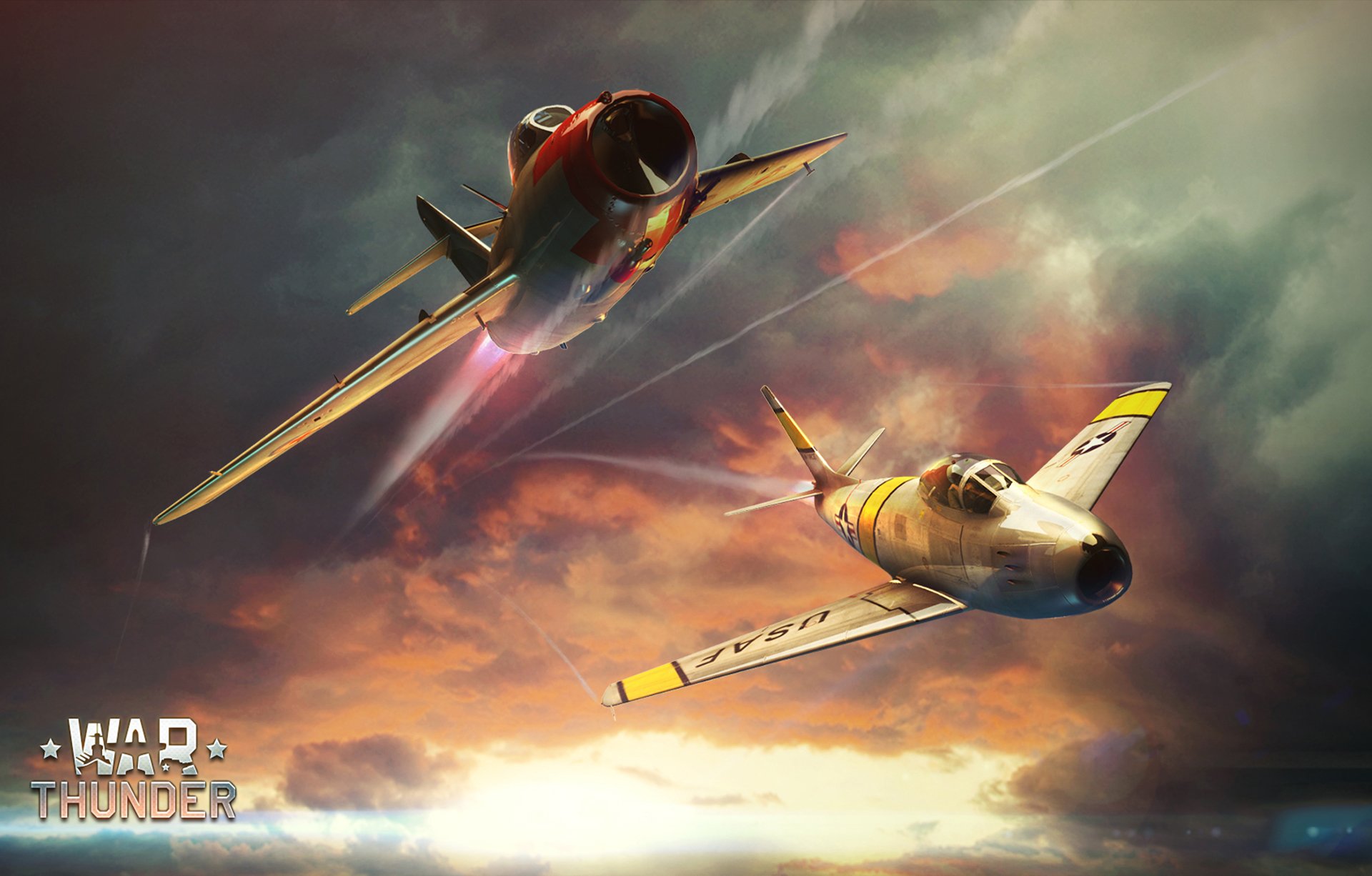 mig- 15 fagot f-86 fighter mikoyan gurevich war thunder sky korea art picture bow flight two