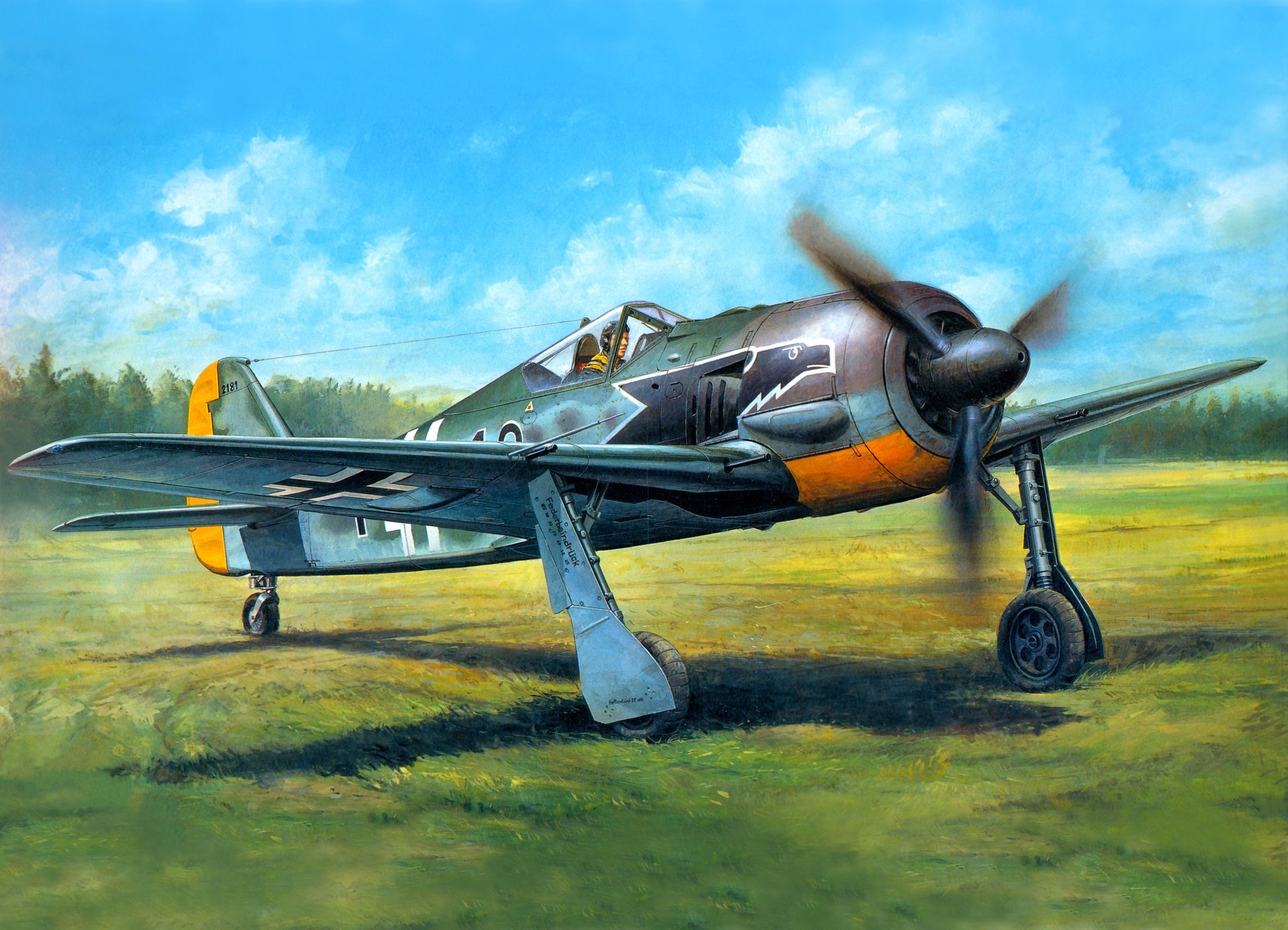 art the field plane focke-wulf fw - 190a - 3 german single monoplane fighter ww2