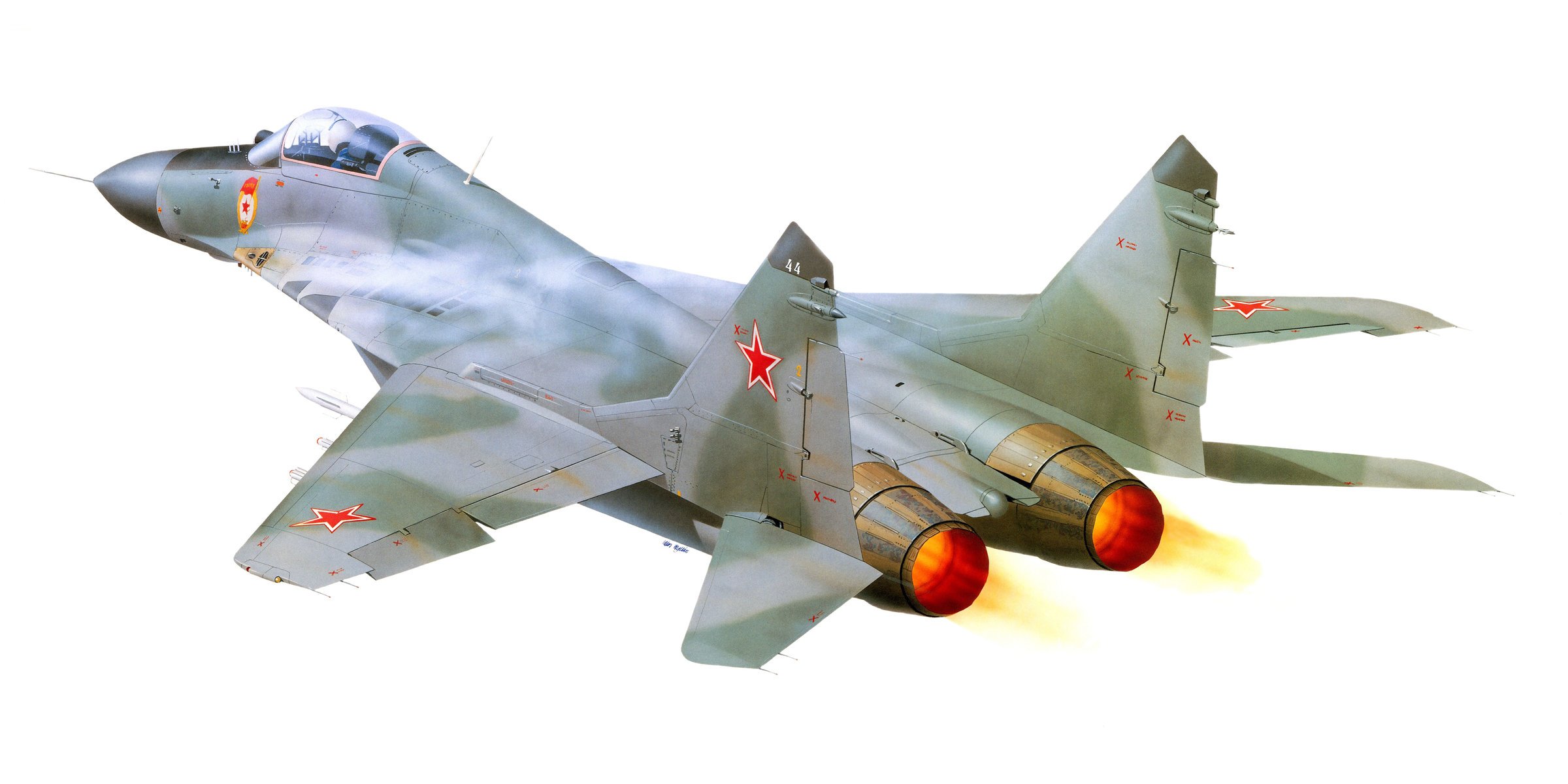 art plane mig- 29 mig-29 fulcrum soviet russia multi-purpose lightweight front fighter generation design bureau instant air force russia .
