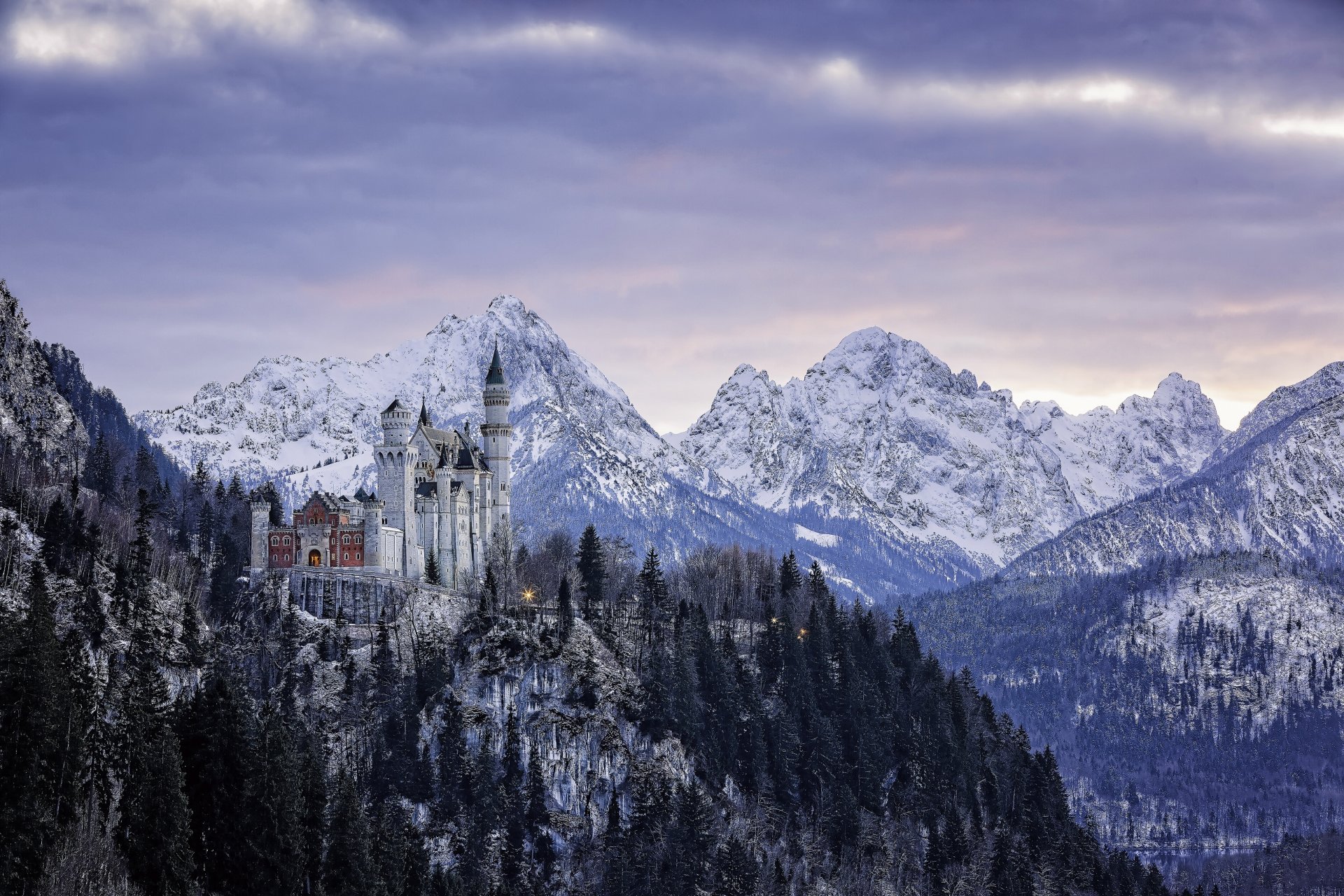neuschwanstein castle bavaria germany bayern munich castle mountain winter panorama