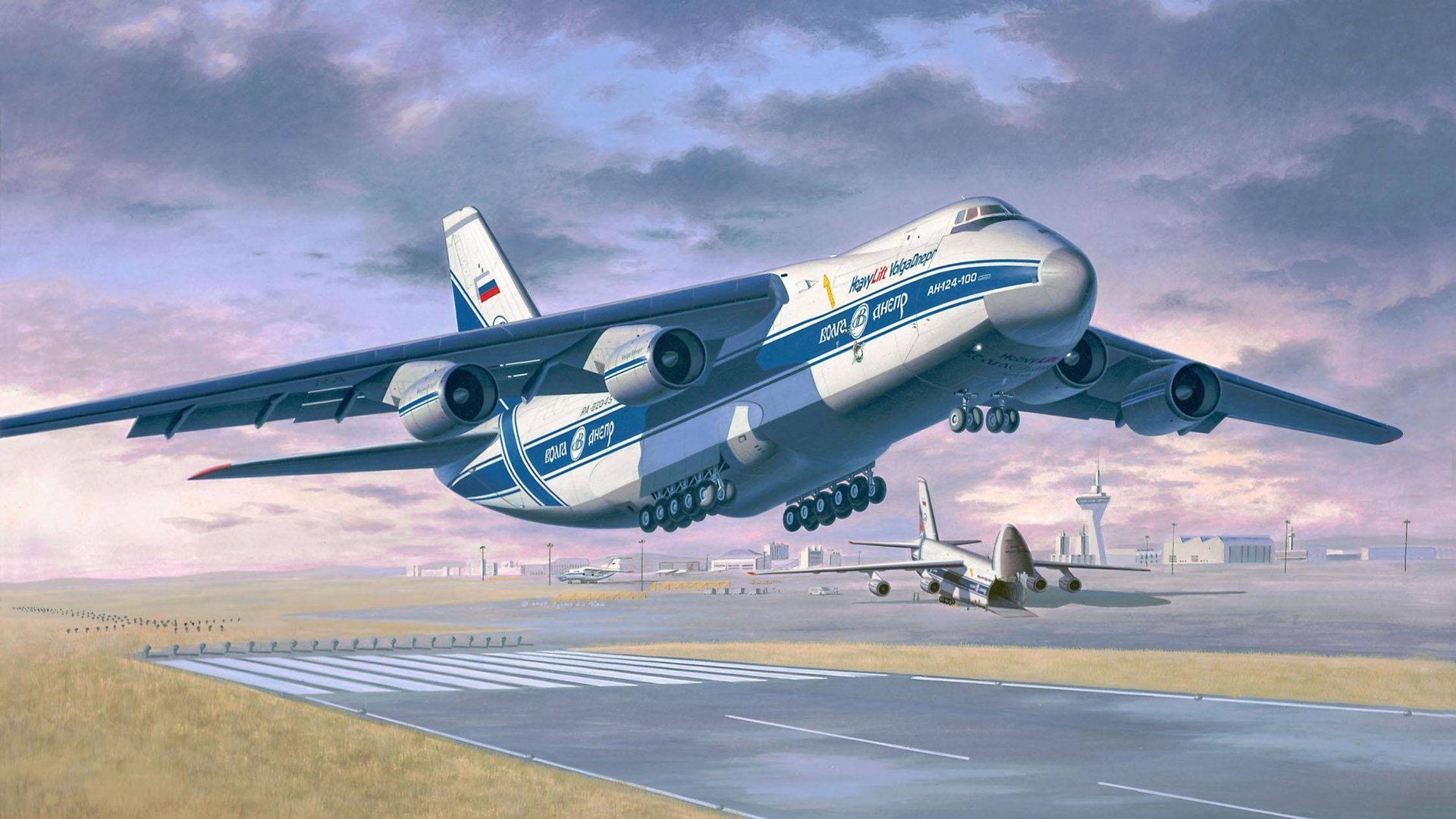 an- 124-100 ruslan condor long-range heavy transport aircraft design bureau . antonov volga-dnepr picture art