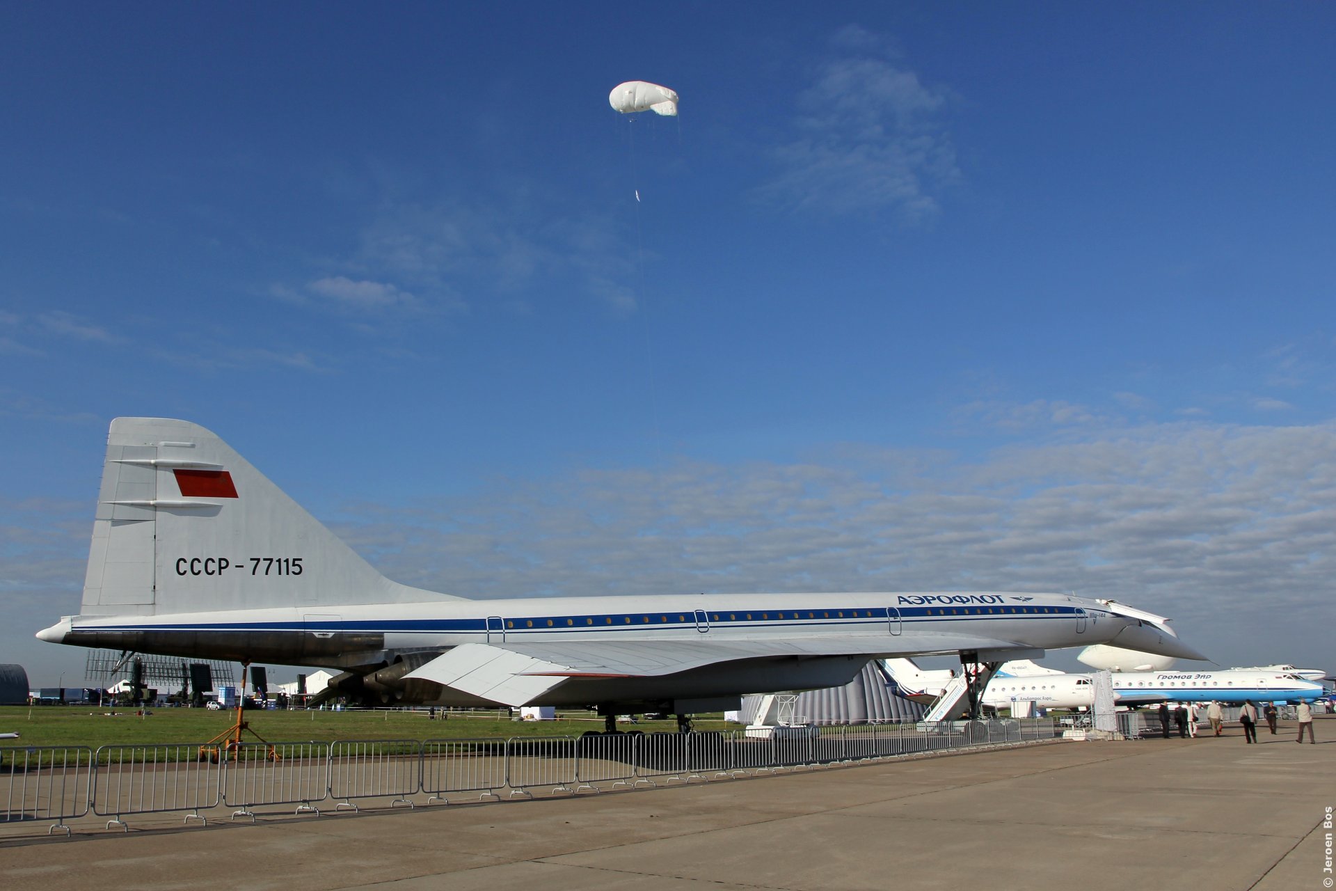 aeroflot soviet supersonic passenger plane tu-144 cccp- 77115 air show maks 2013 moscow .