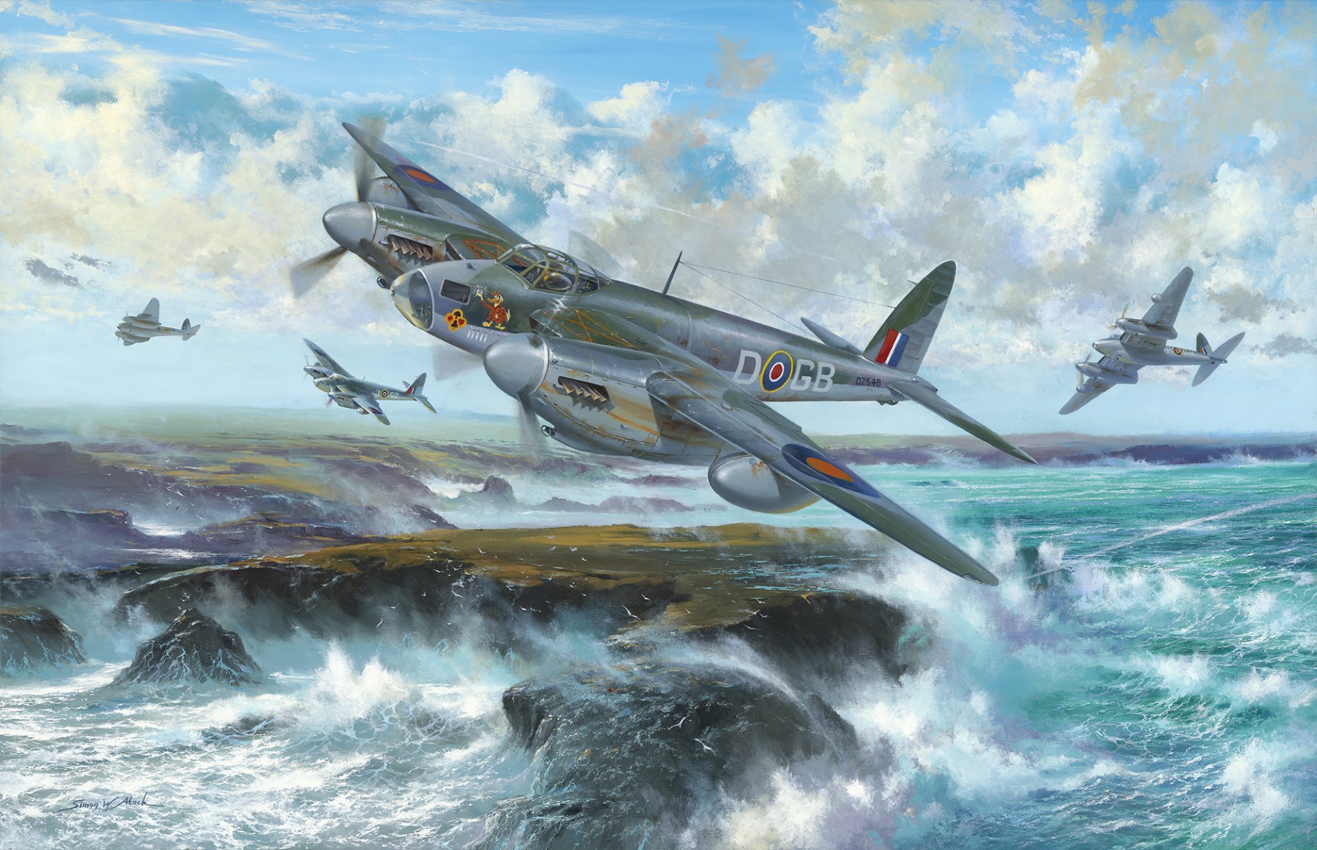 British fighter and planes near the sea