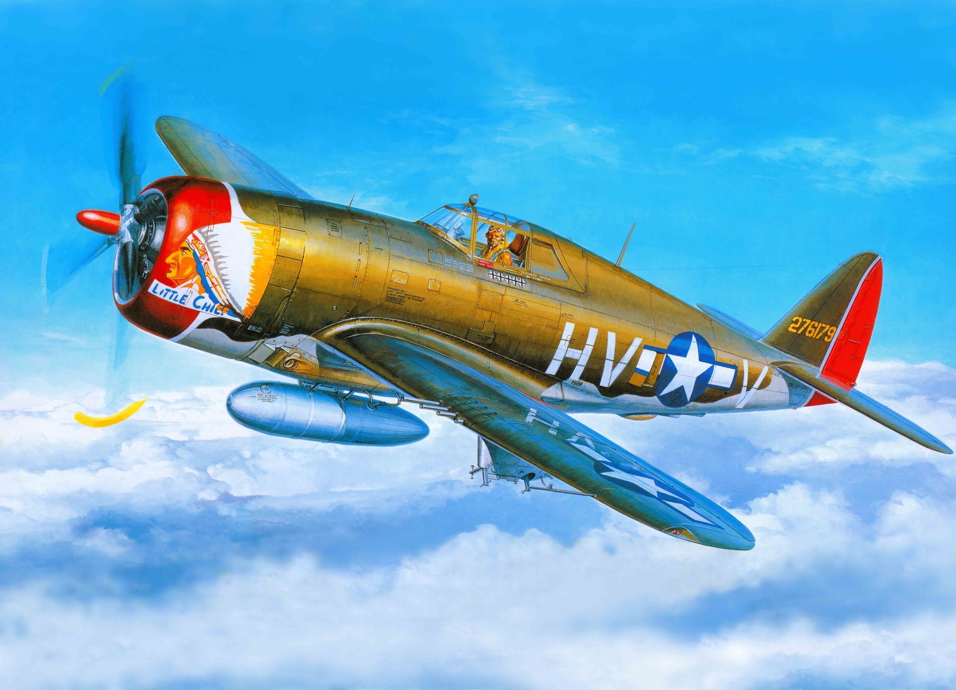 art plane republic p-47 thunderbolt fighter air force united states bomber ww2.