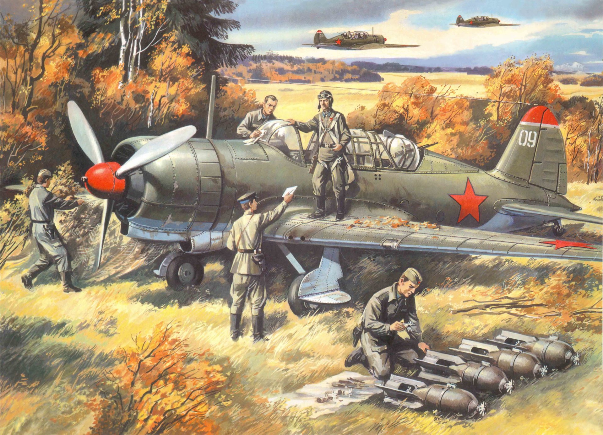 art plane su- 2 soviet short-range scout and lightweight bomber air force soviet union autumn training to departure bob ww2.