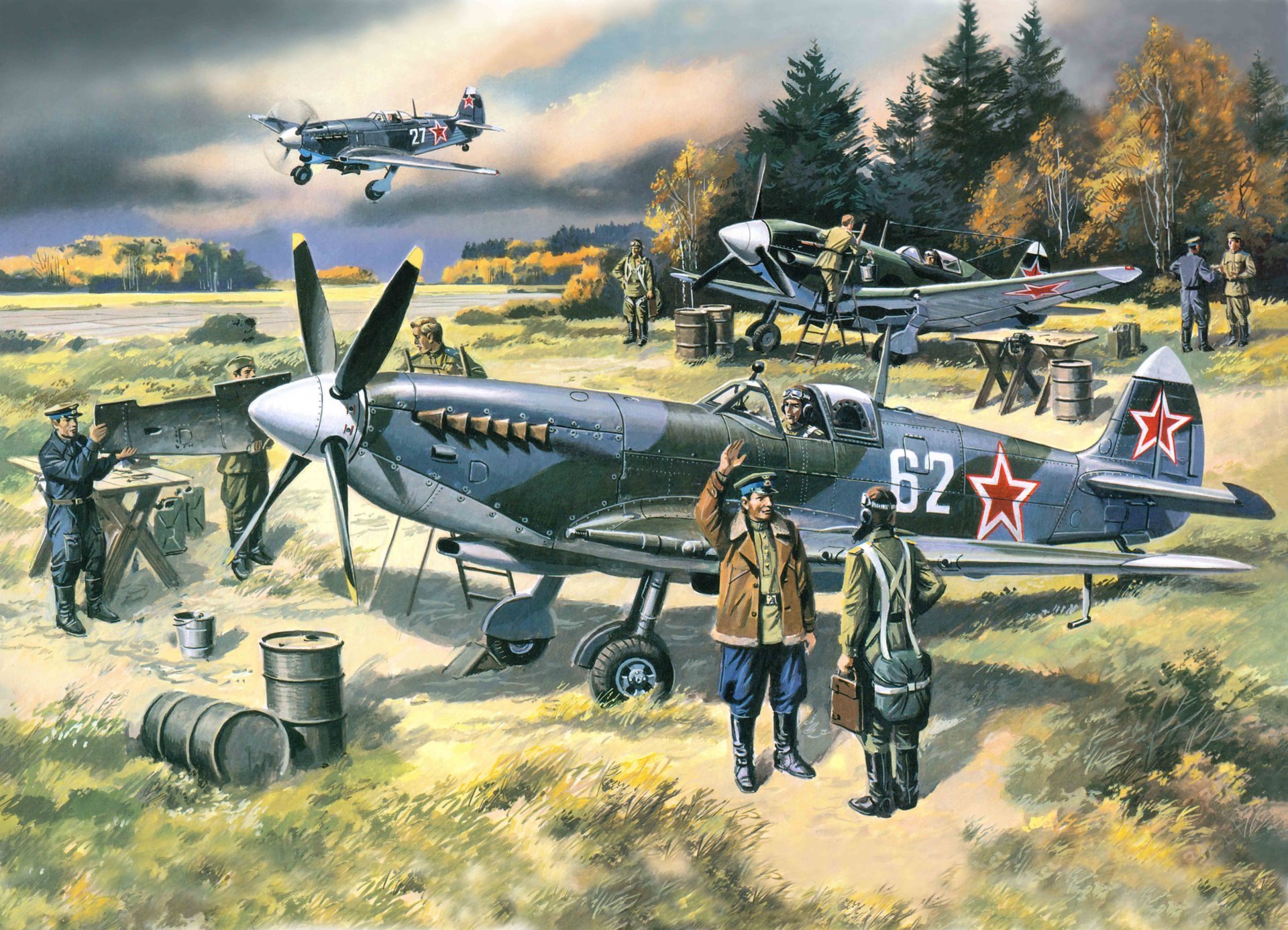art plane supermarine spitfire english fighter postovlyalsya to lend-lease air defense in moscow secret airport training departure soviet union bob ww2.