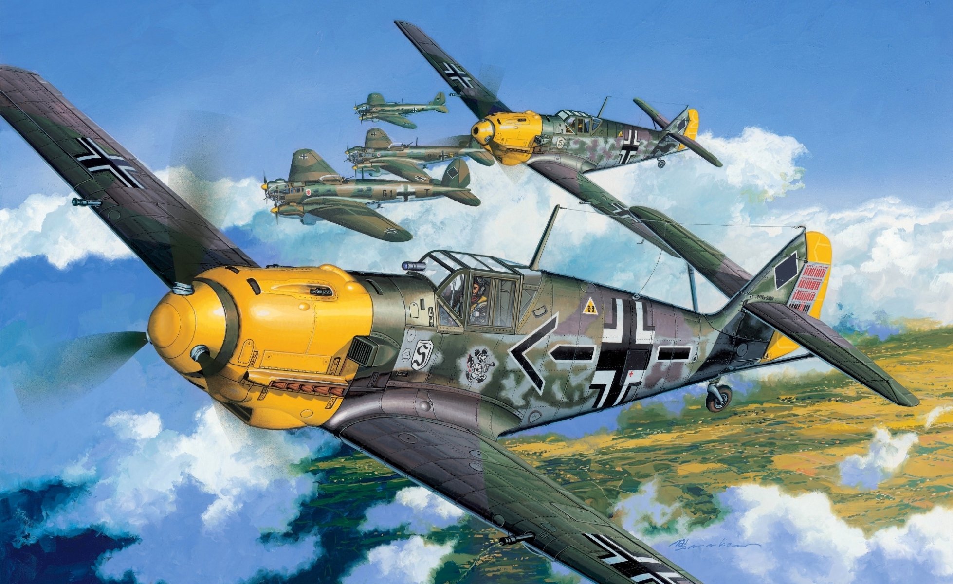 picture plane me-109 bf -109 e-4 emil messerschmitt luftwaffe geschwaderkommodore jg26 schlageter 26 th fighter squadron schlageter world