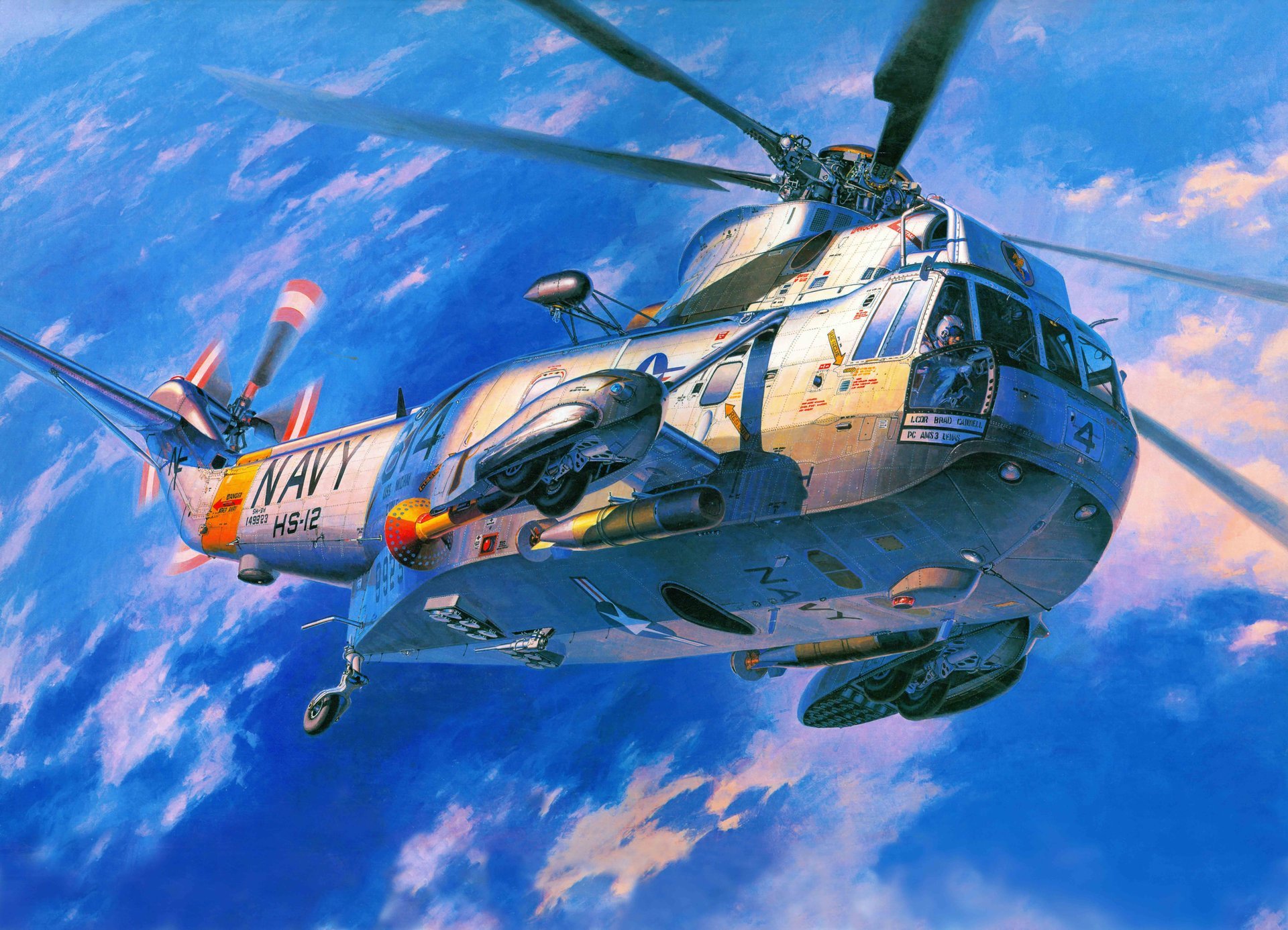 art helicopters sikorsky s-61-sh-3 sea king asw transport navy united states.