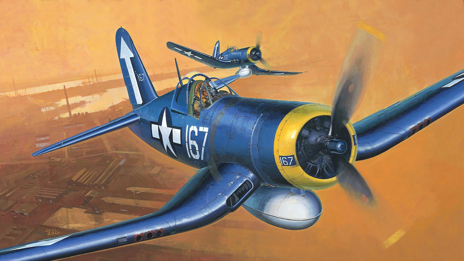 art plane f-4u bird cage corsair amerkansky deck fighter air force united states ww2.