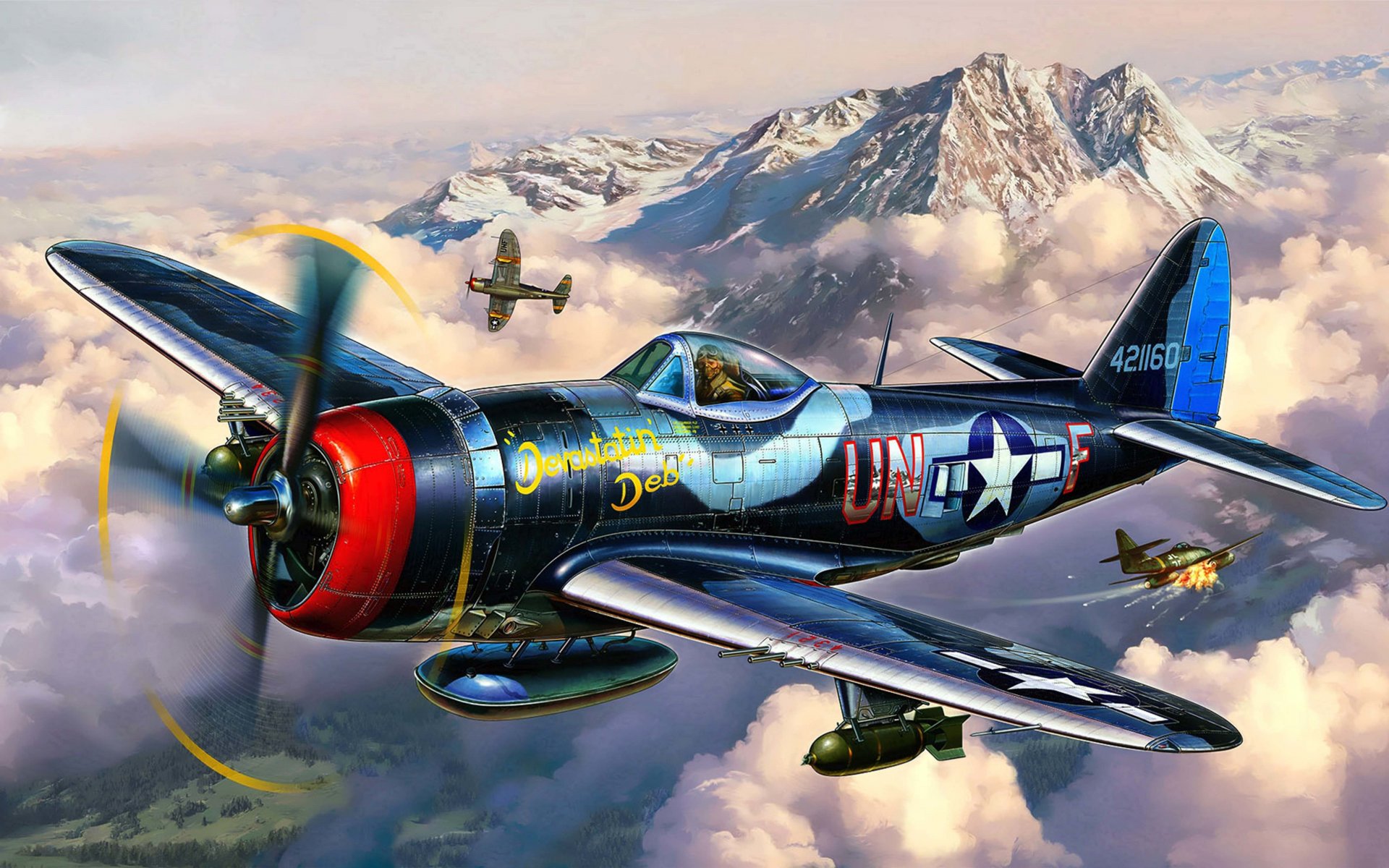 art plane republic p-47 thunderbolt fighter bomber air force united states to sky air fight ww2 michal reinis.