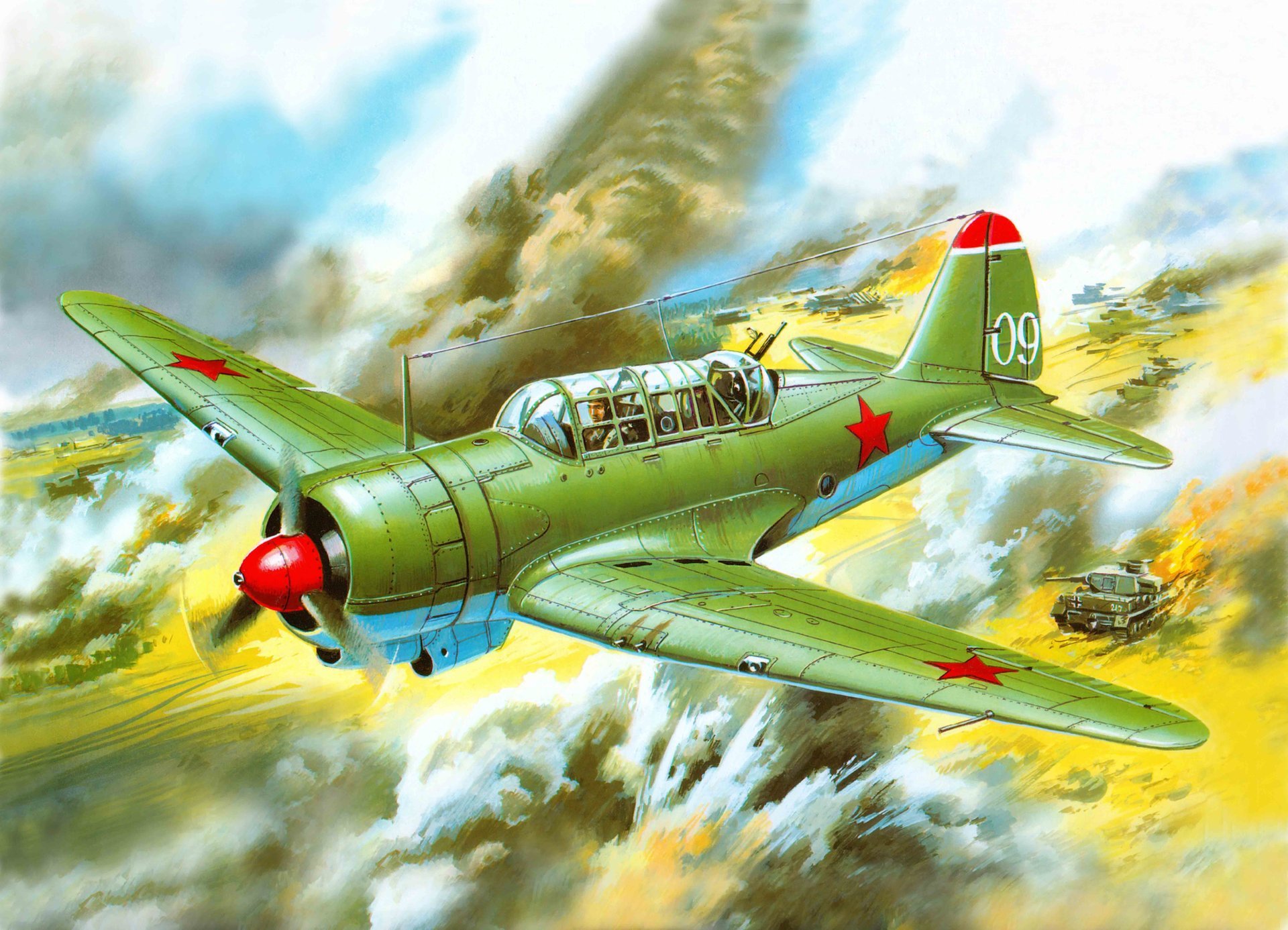 art plane su- 2 soviet short-range scout and lightweight bomber construction sukhoi air force soviet union bob ww2.