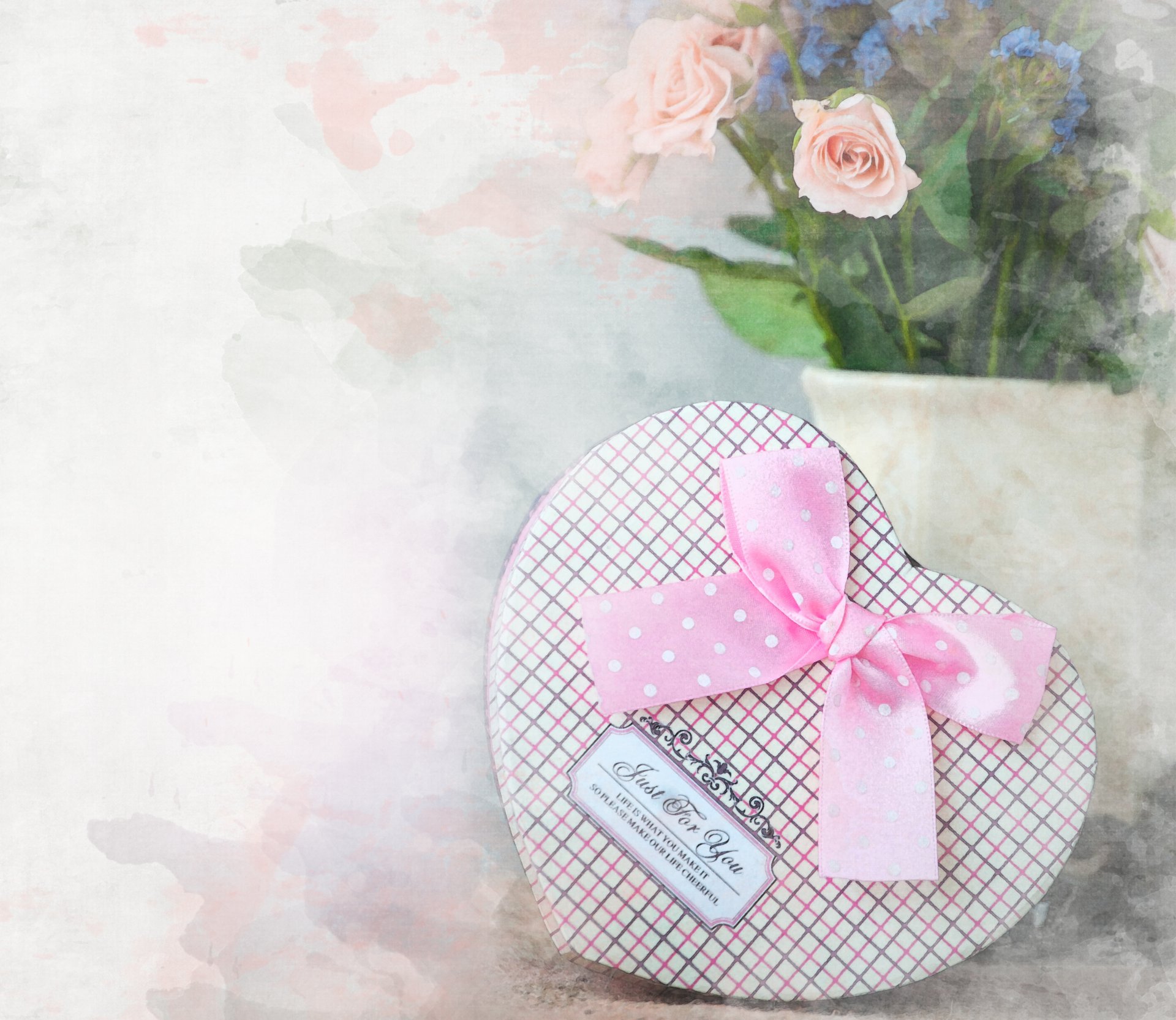 holiday valentine's day box heart flower roses