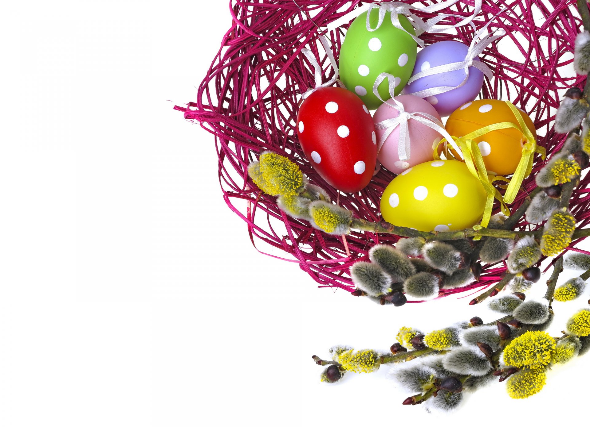 easter eggs colorful willow twig willow