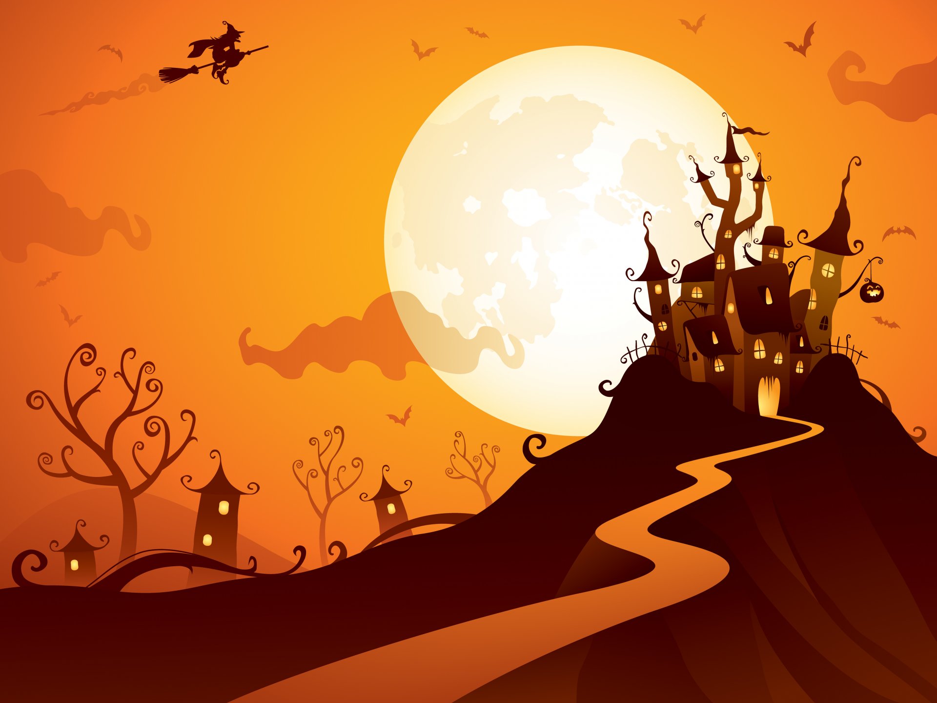 holiday halloween mountain castle birds baba yaga moon